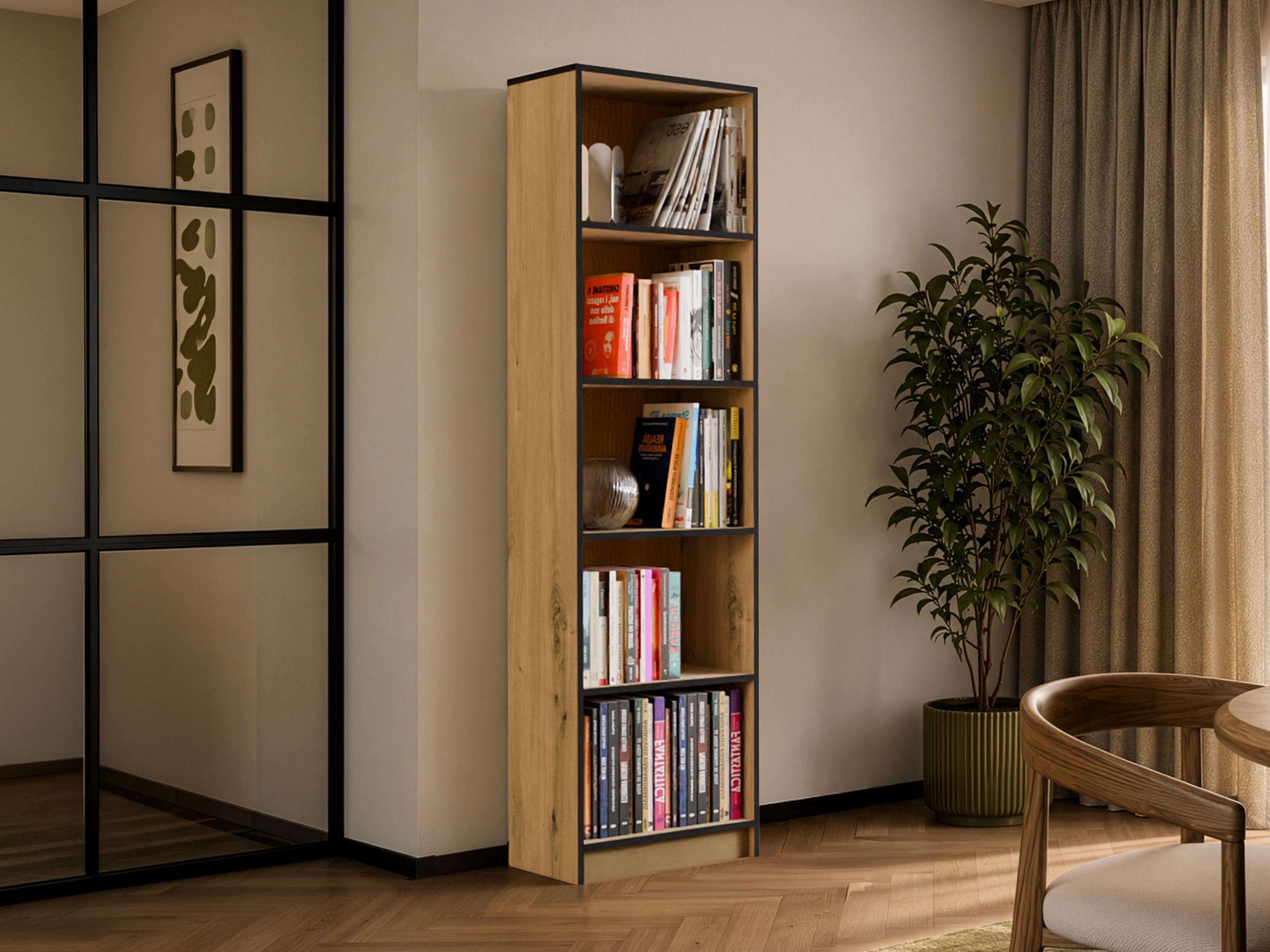 Scaffale Mandeville 188 (Rovere Artisan + Nero)