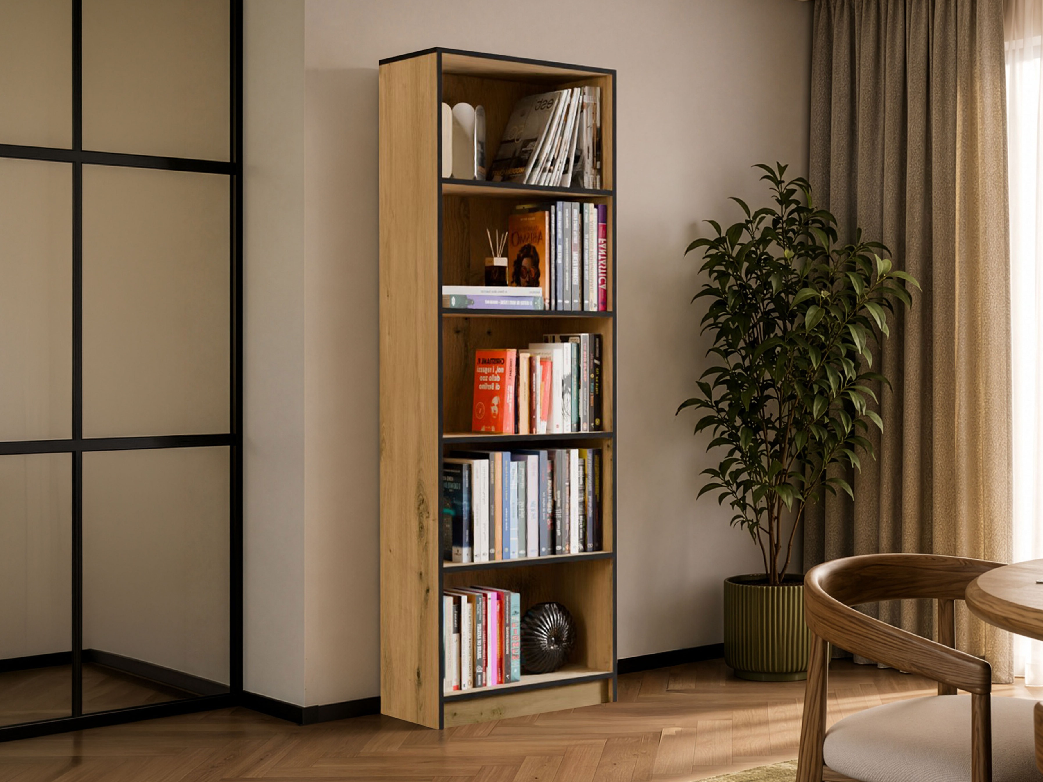 Scaffale Mandeville 191 (Rovere Artisan + Nero)