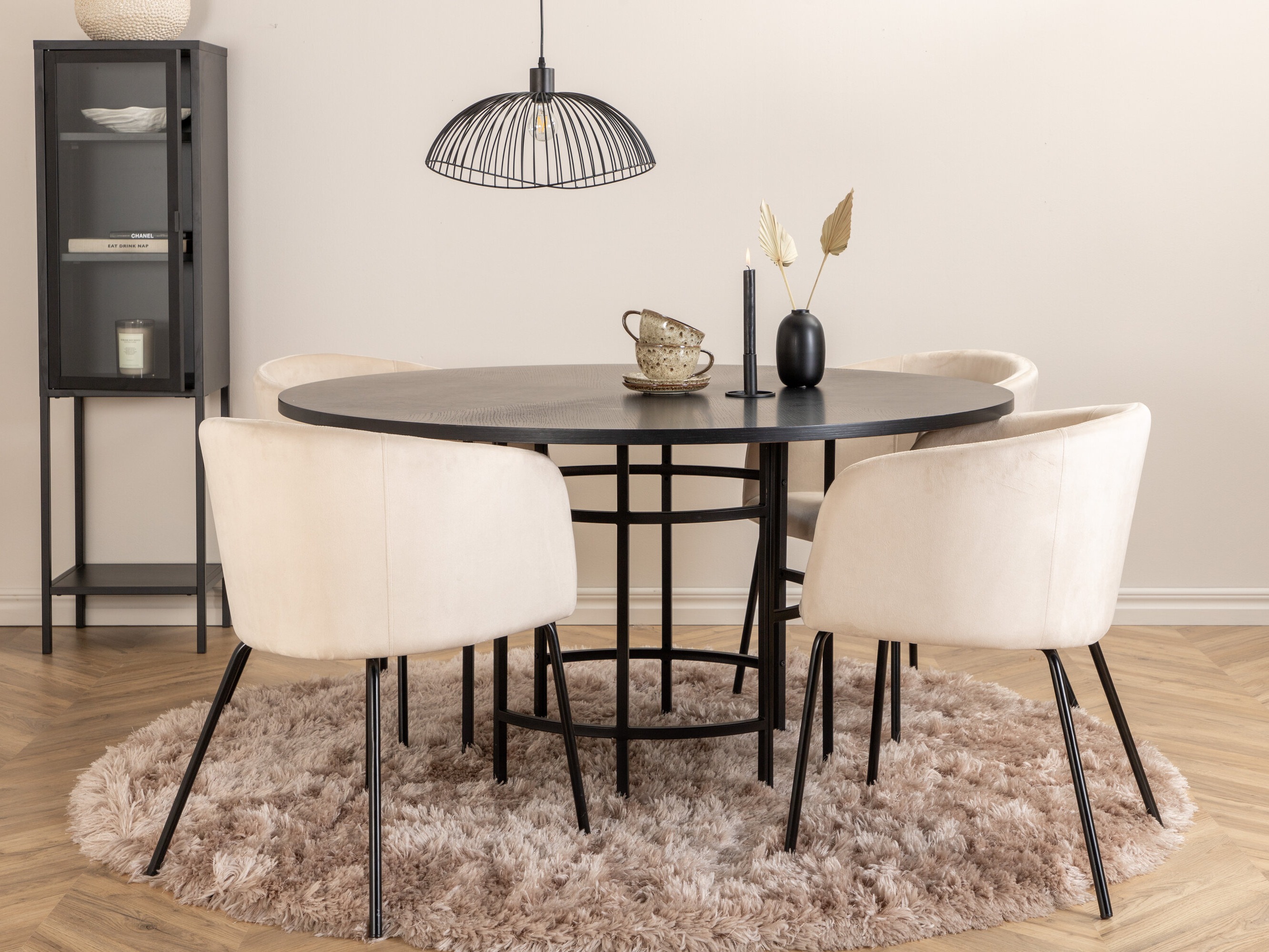 Set sala da pranzo Dallas 2381 (Nero + Crema)