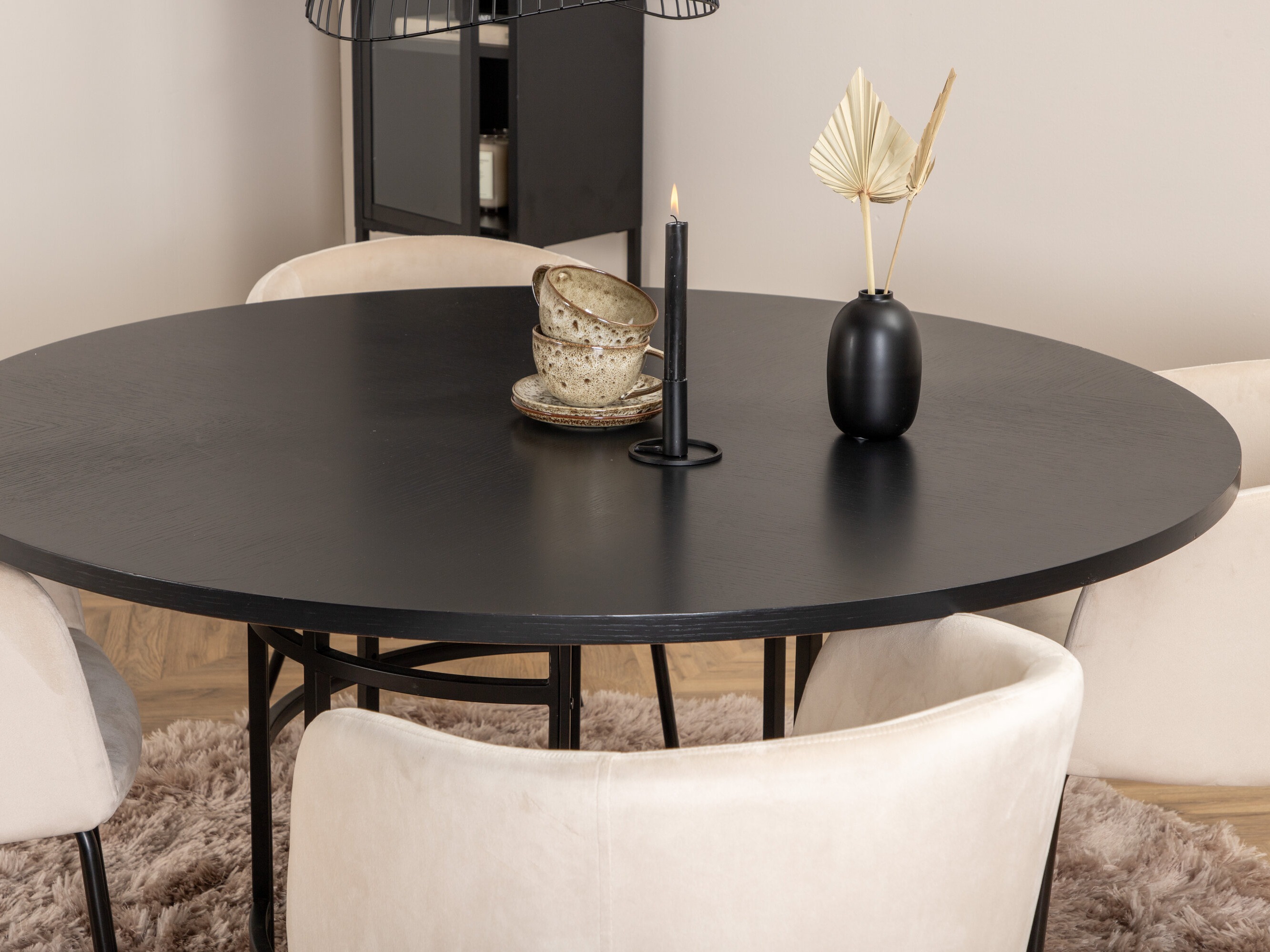 Set sala da pranzo Dallas 2381 (Nero + Crema)