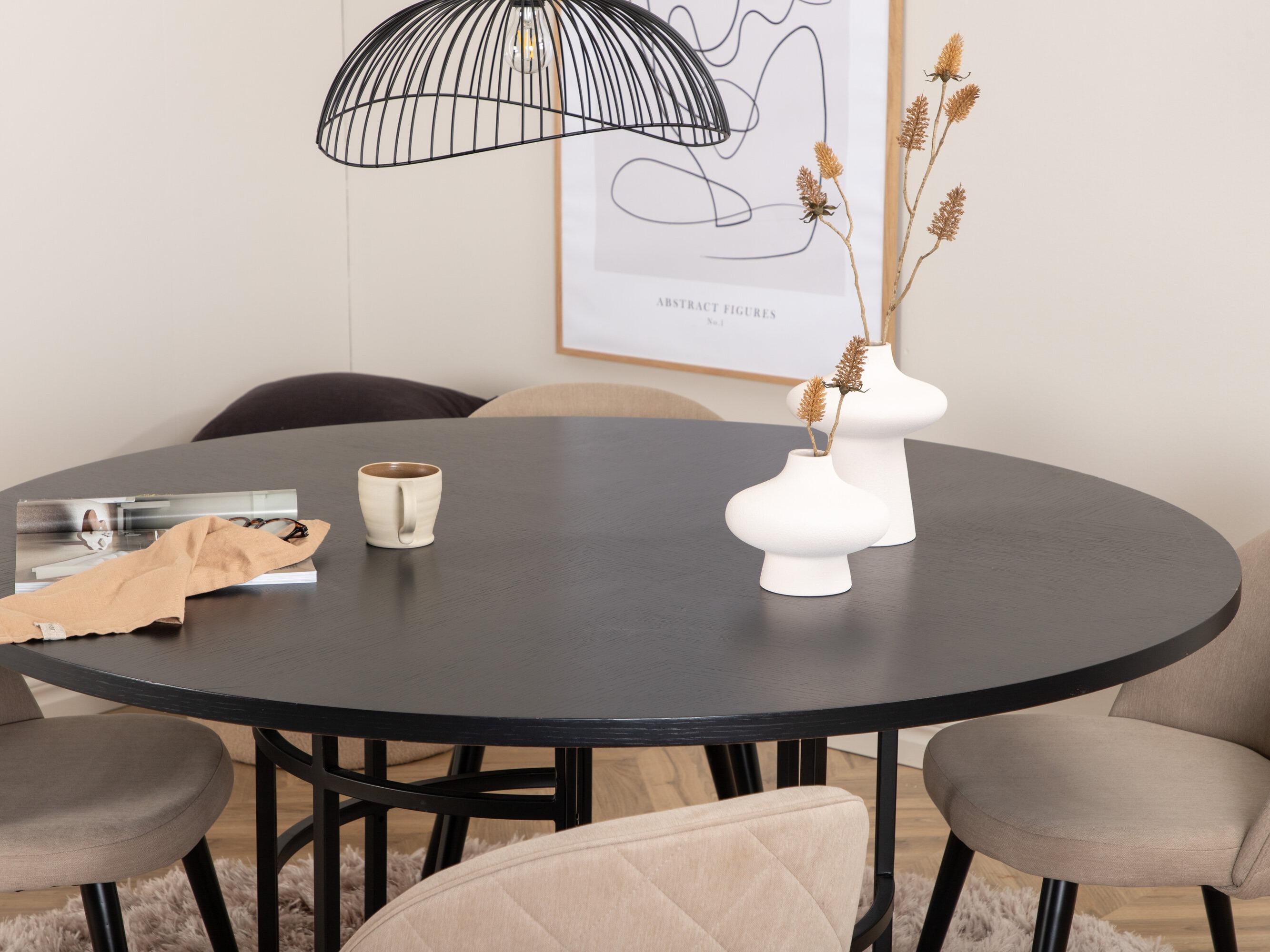 Set sala da pranzo Dallas 2386 (Nero + Beige)