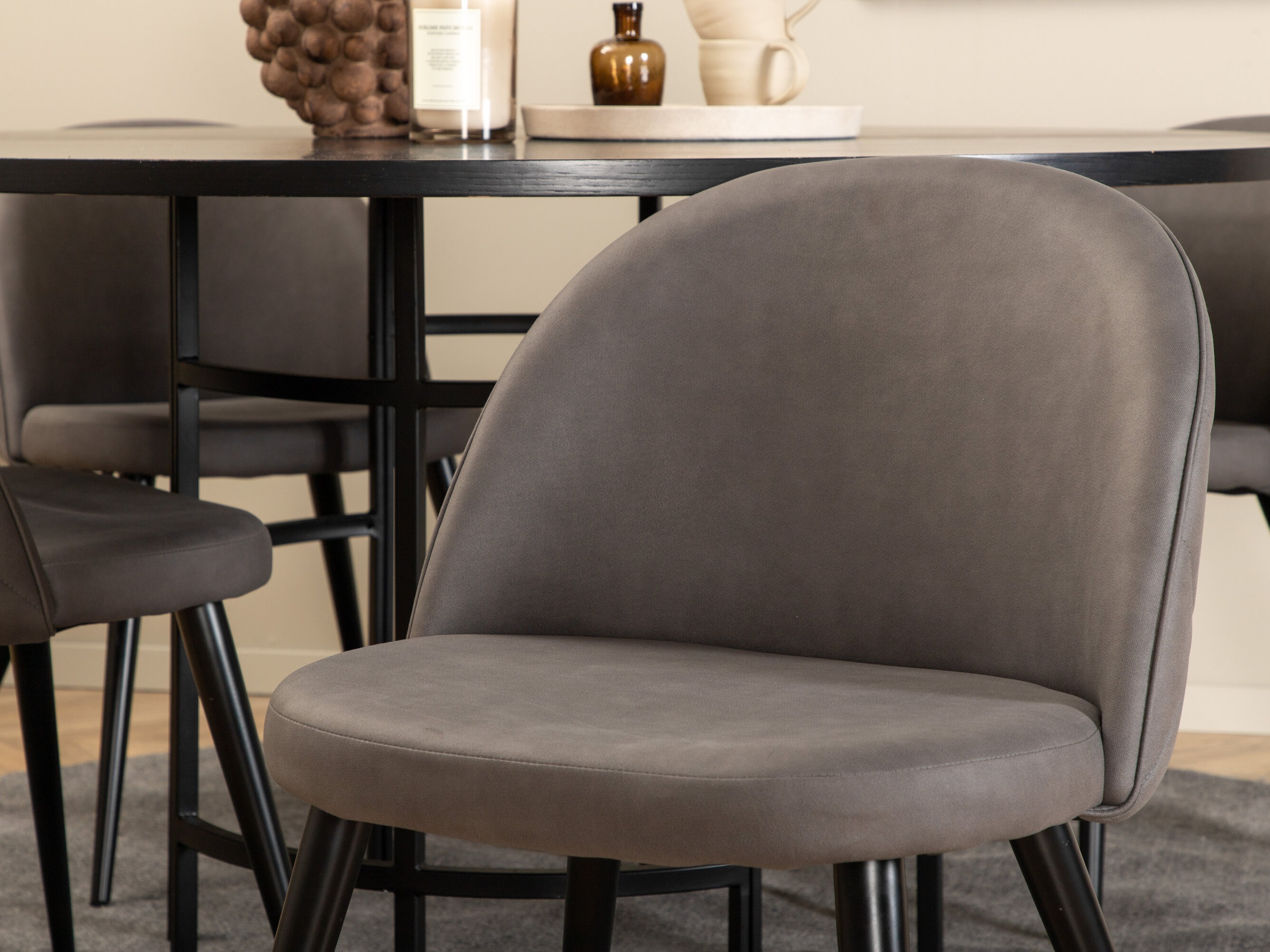 Set sala da pranzo Dallas 2386 (Nero + Grigio)