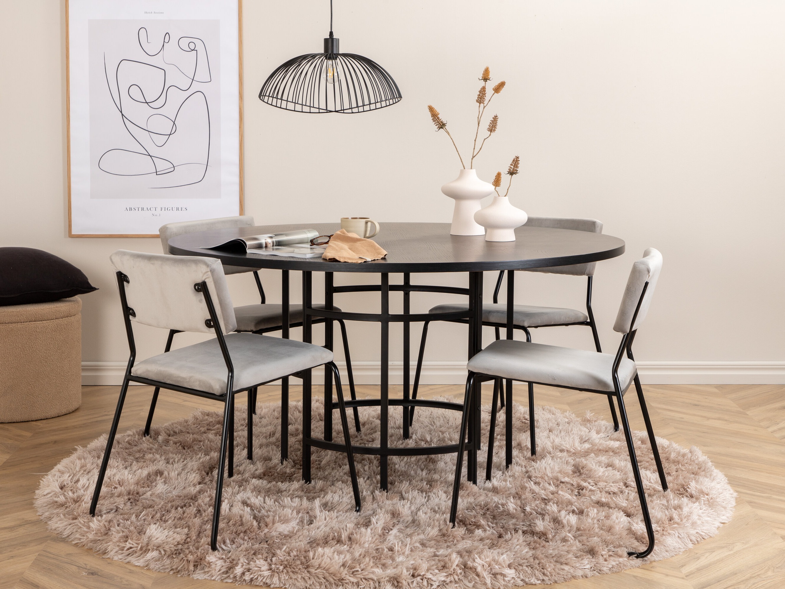 Set sala da pranzo Dallas 2393 (Nero + Grigio)