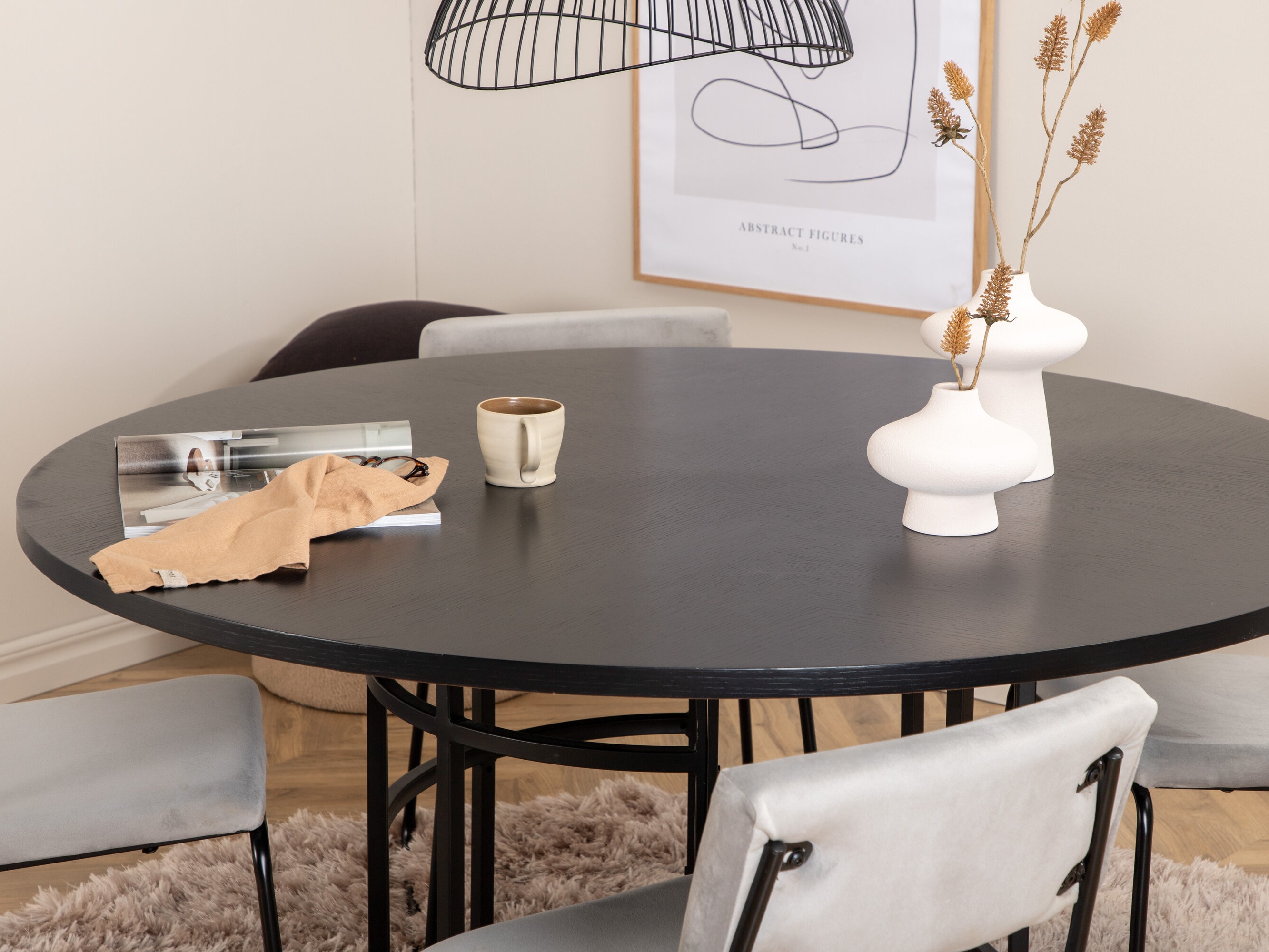 Set sala da pranzo Dallas 2393 (Nero + Grigio)