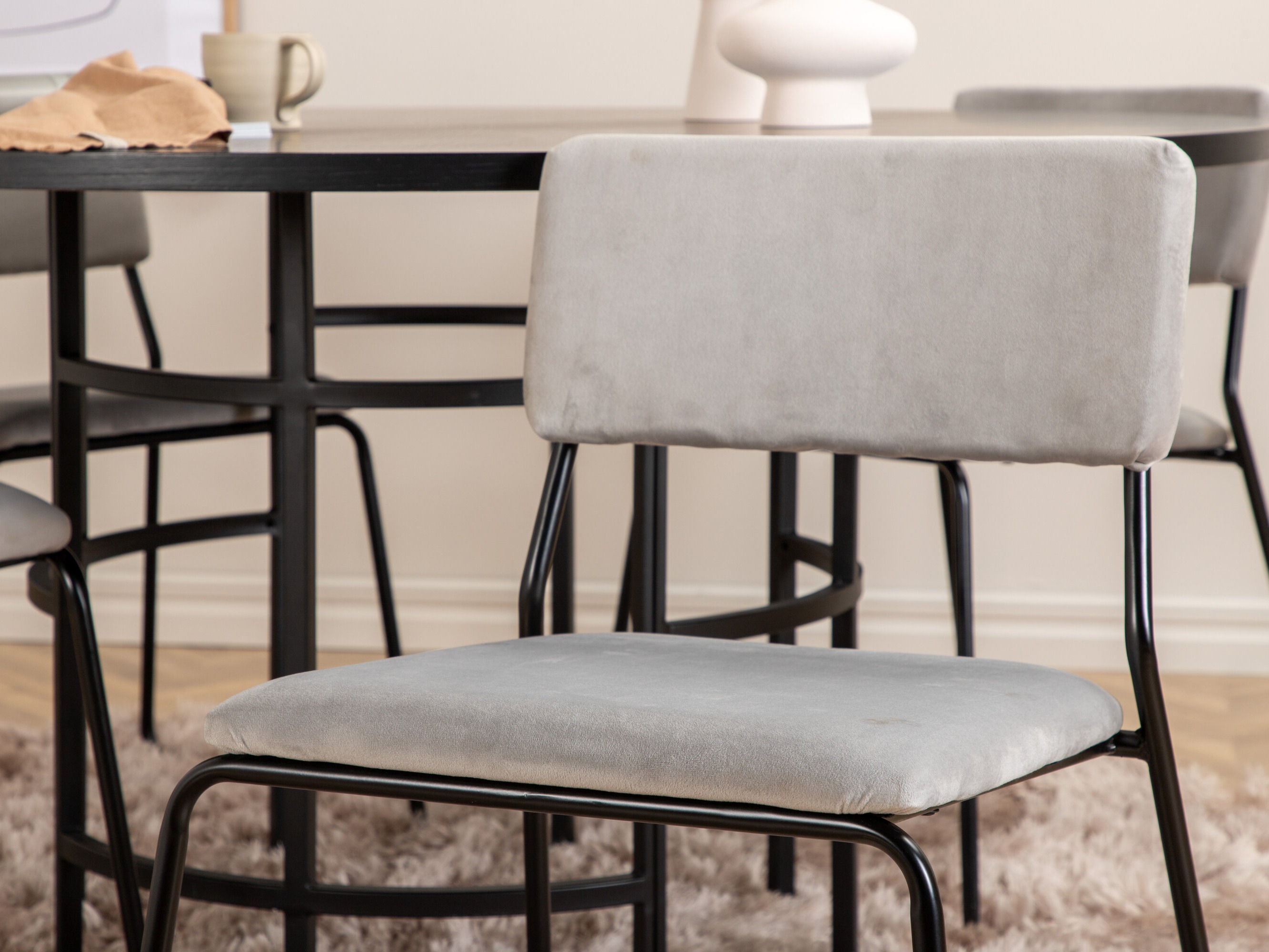 Set sala da pranzo Dallas 2393 (Nero + Grigio)