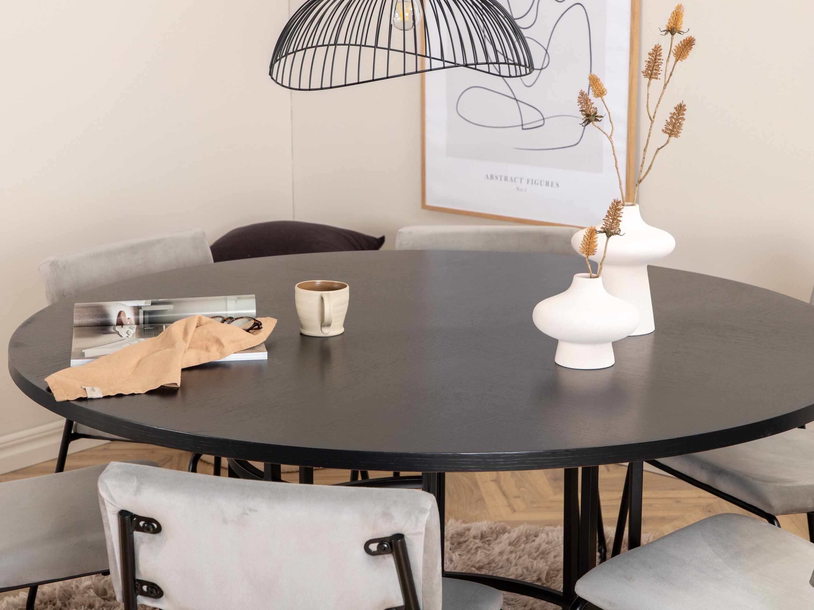 Set sala da pranzo Dallas 2399 (Nero + Grigio)