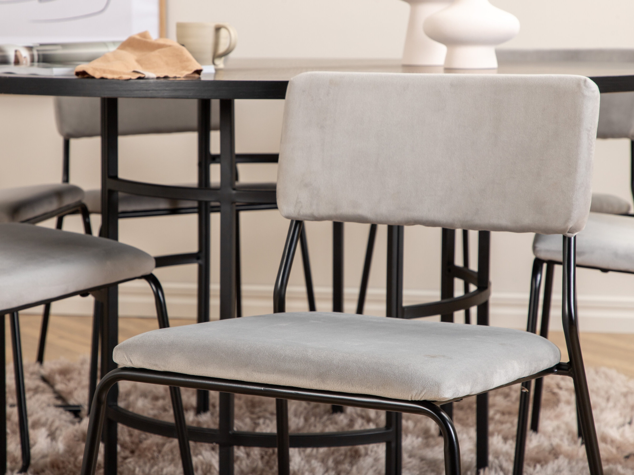 Set sala da pranzo Dallas 2399 (Nero + Grigio)