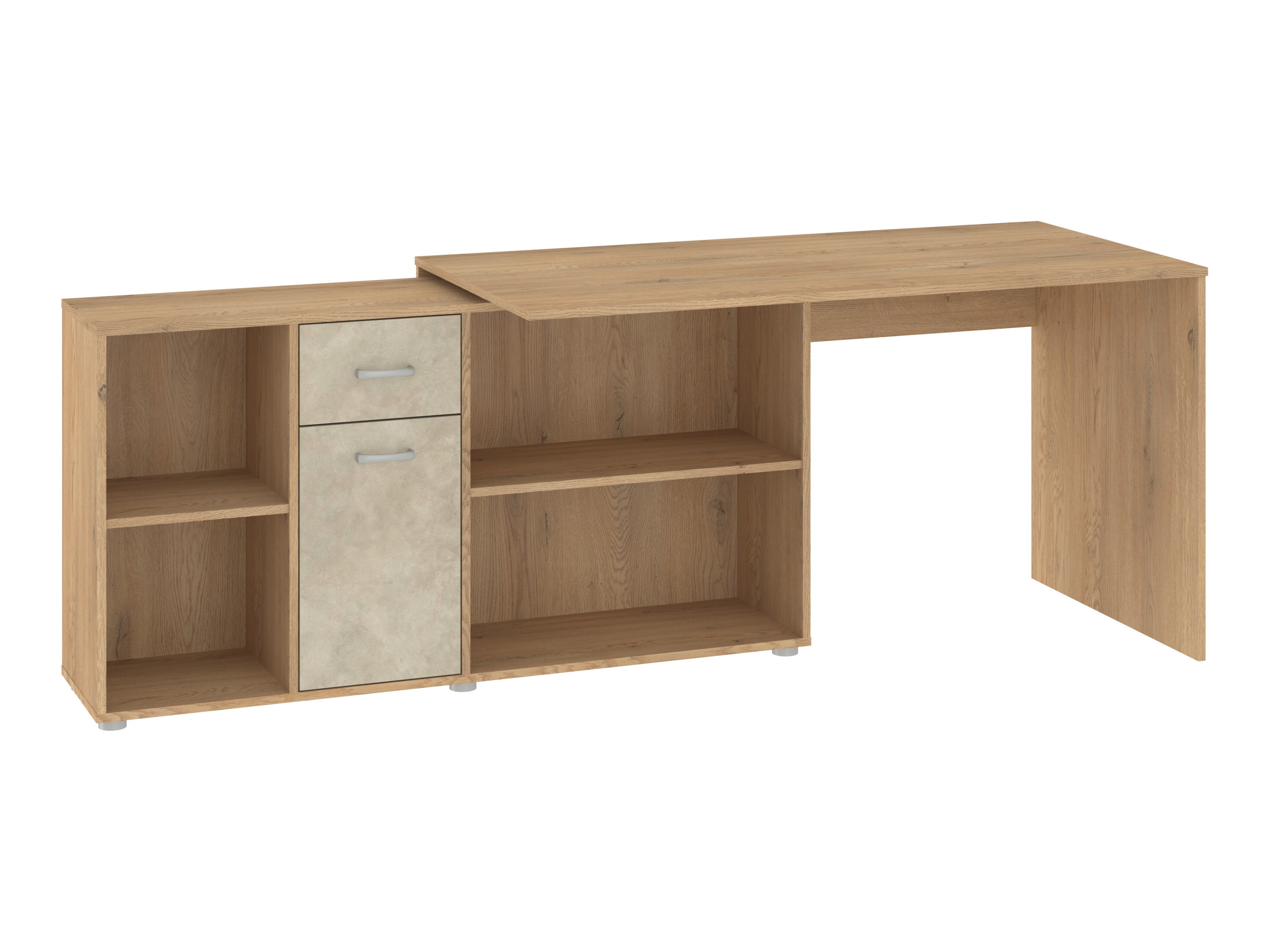 Scrivanie angolare Gilroy 113 (Rovere cremona + Beige)
