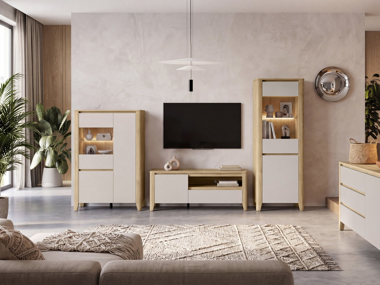 Mobile porta TV Talduno 100 (Rovere chiaro + Cachemire)