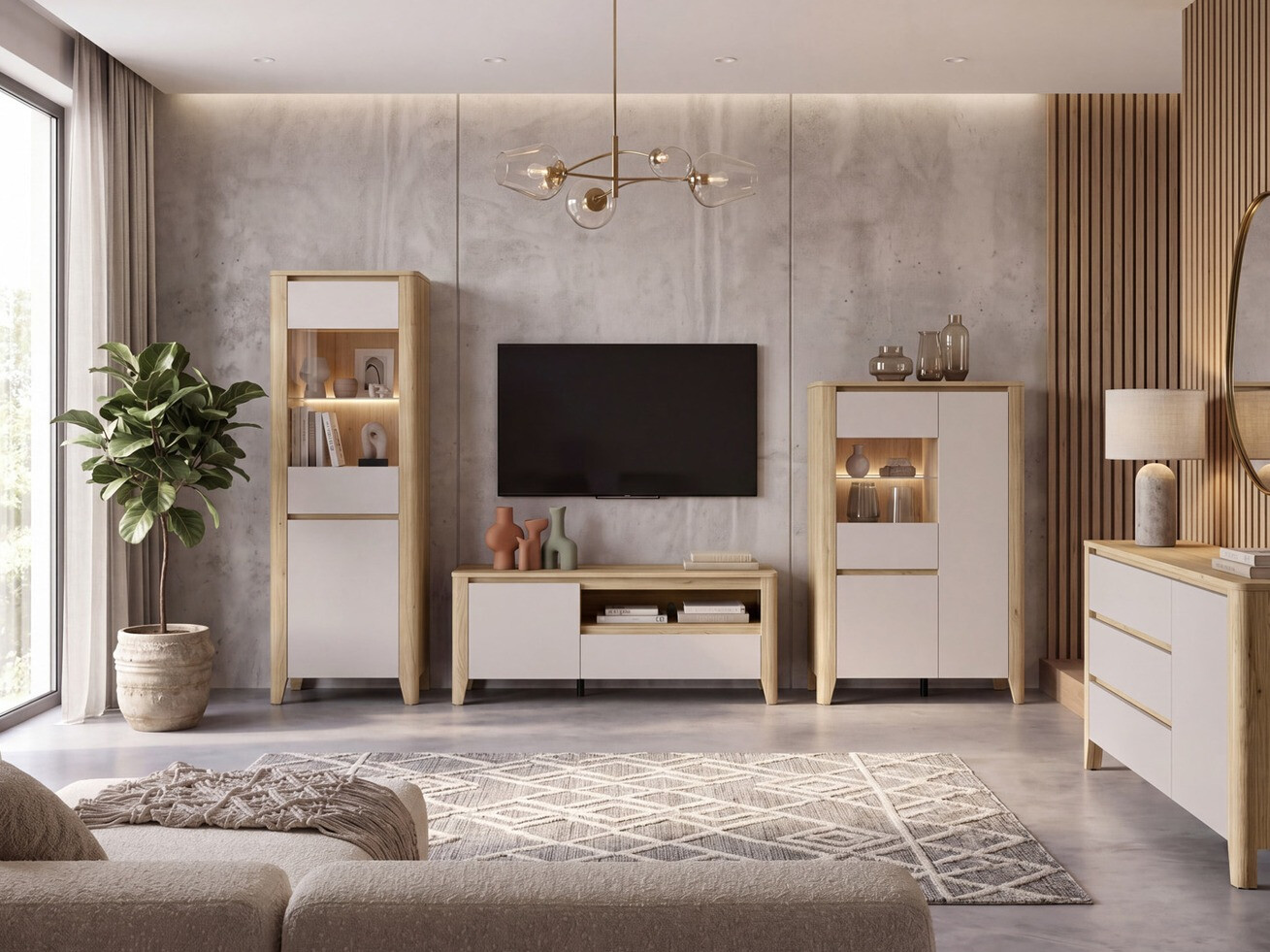 Mobile porta TV Talduno 100 (Rovere chiaro + Cachemire)