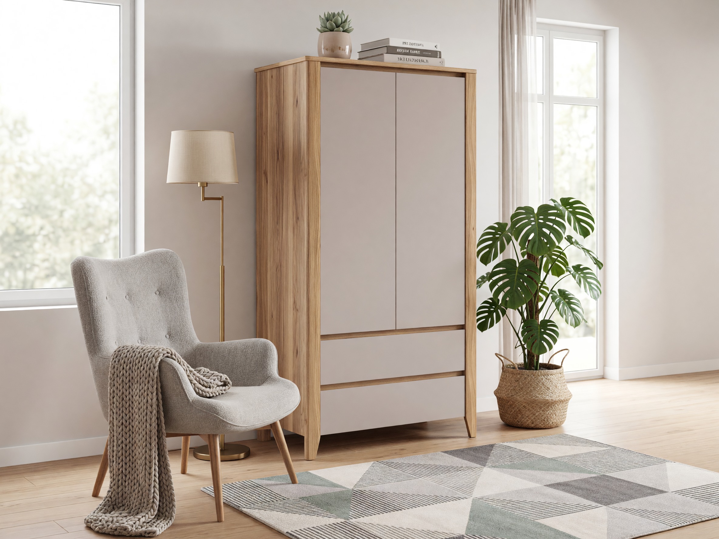 Armadio Talduno 103 (Rovere chiaro + Cachemire)