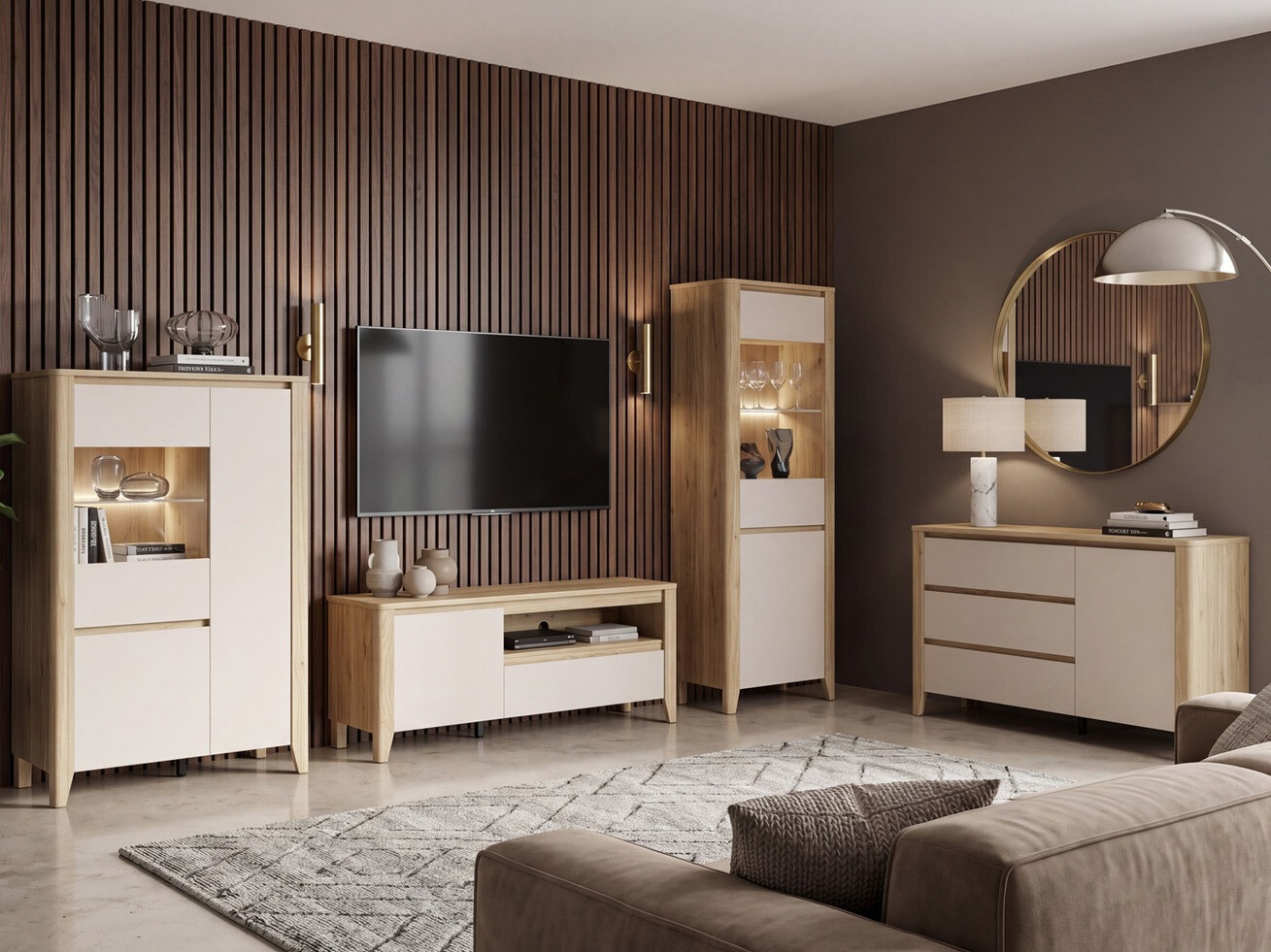 Cassettiera Talduno 105 (Rovere chiaro + Cachemire)
