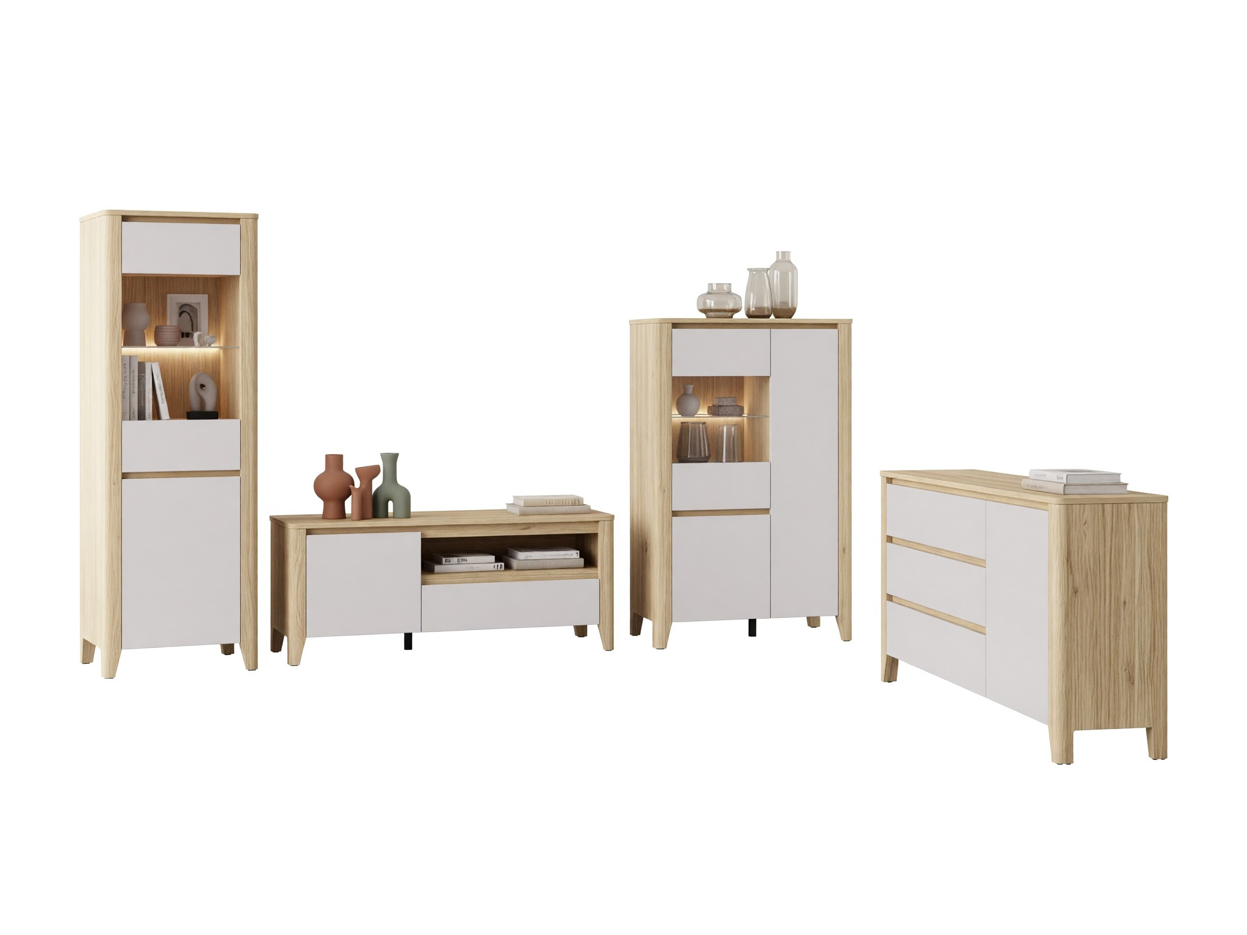 Parete attrezzata Talduno 108 (Rovere chiaro + Cachemire)