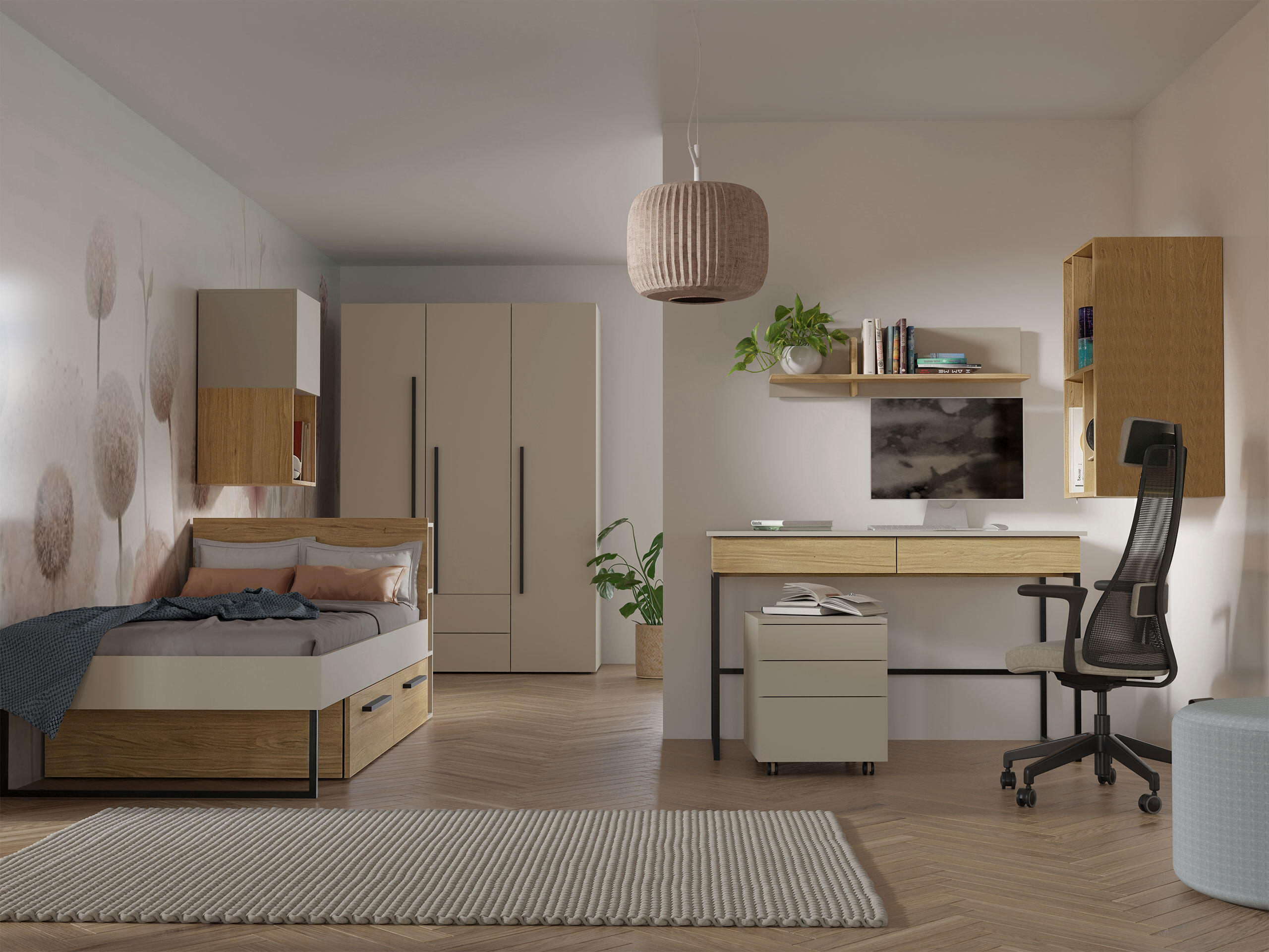 Letto Etruva 110 (Cachemire + Quercia)
