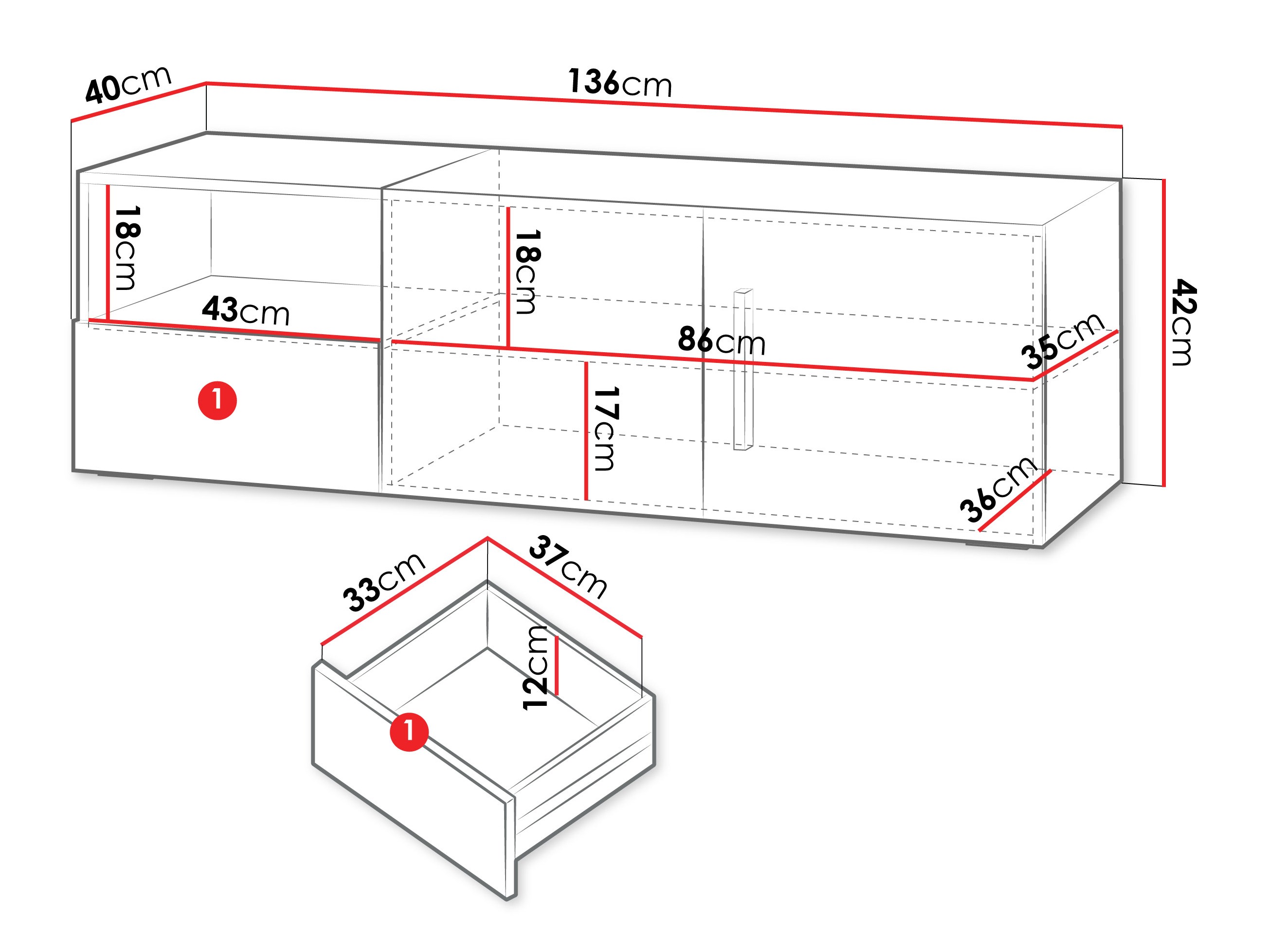 Mobile porta TV Etruva 108 (Cachemire + Blu)