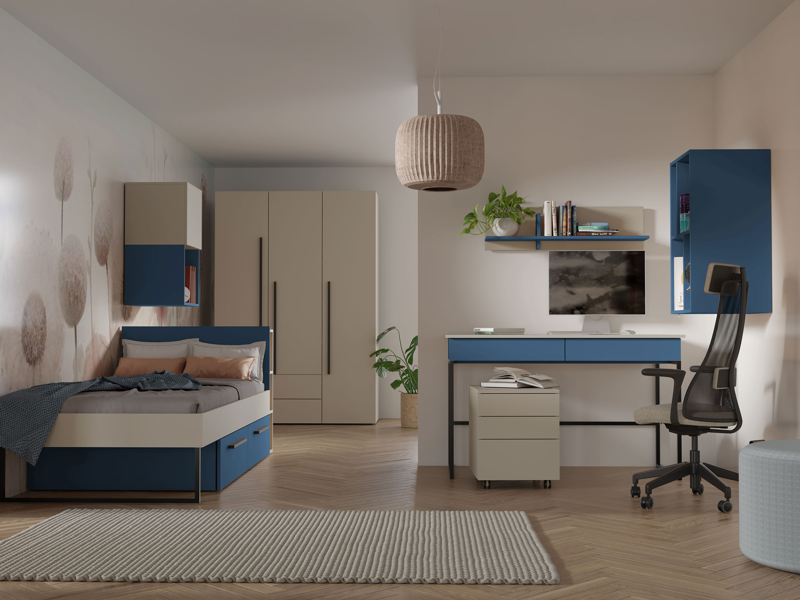 Set Camerette per bambini Etruva 119 (Cachemire + Blu)