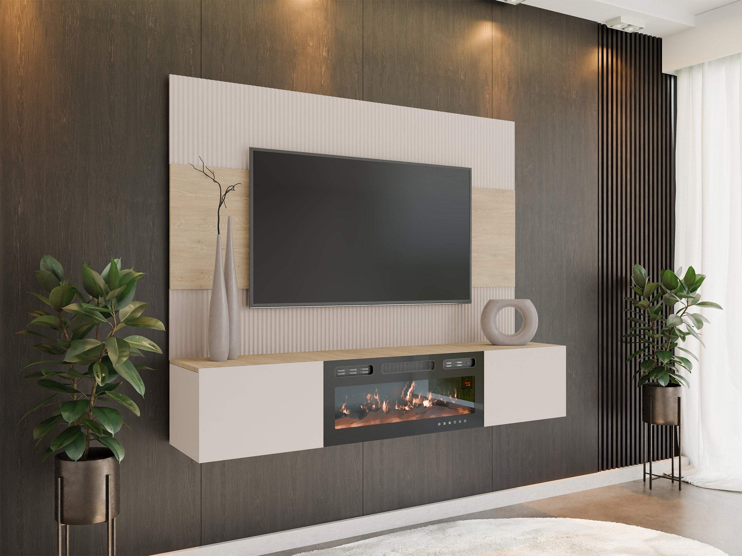 Parete attrezzata Comfivo Salix VII (Beige + Rovere cremona)