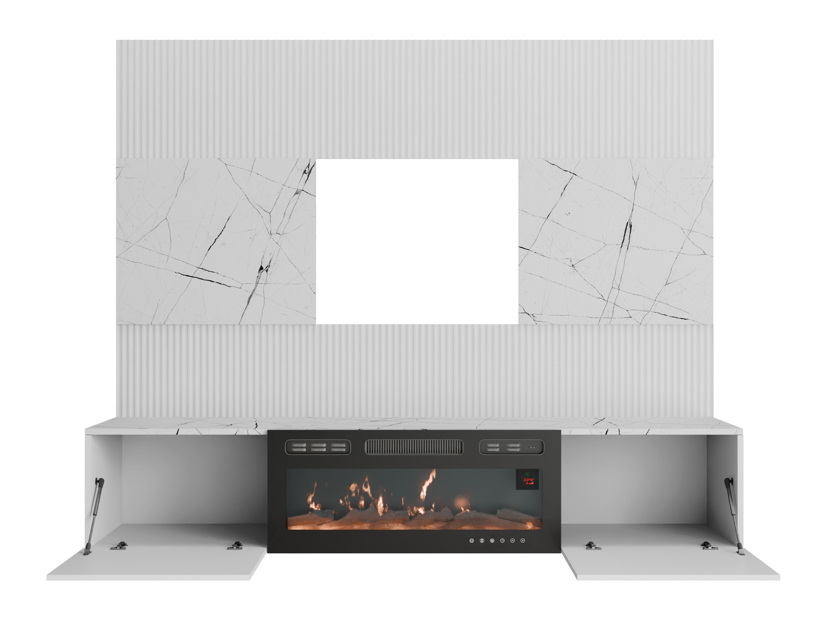 Parete attrezzata Comfivo Salix VII (Bianco + Marmo bianco)