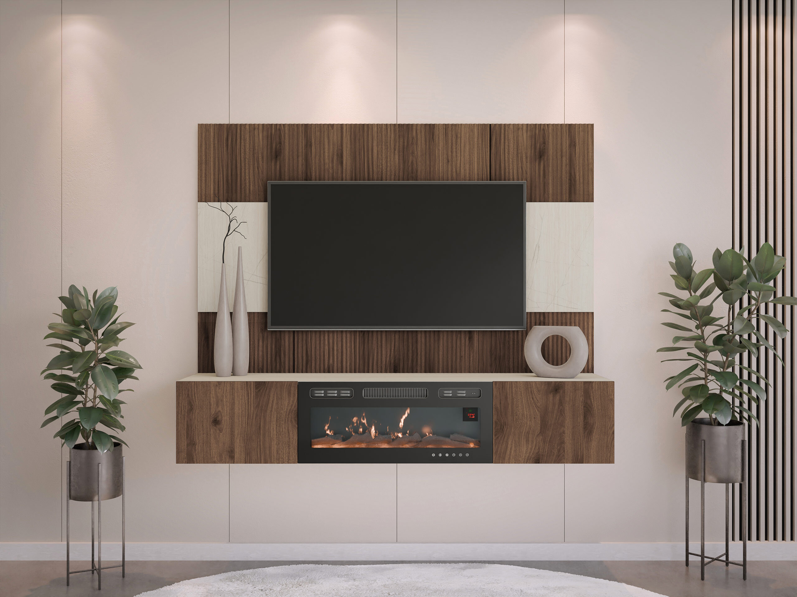 Parete attrezzata Comfivo Salix VII (Noce + Chiara Travertine)
