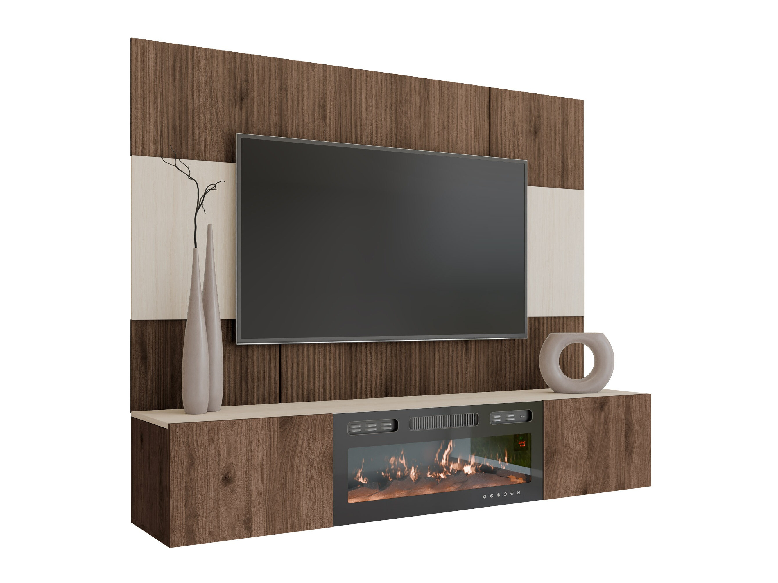 Parete attrezzata Comfivo Salix VII (Noce + Chiara Travertine)