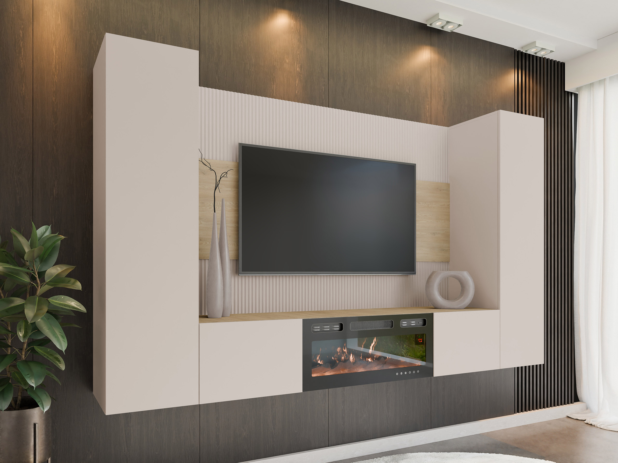 Parete attrezzata Comfivo Salix VIII (Beige + Rovere cremona)