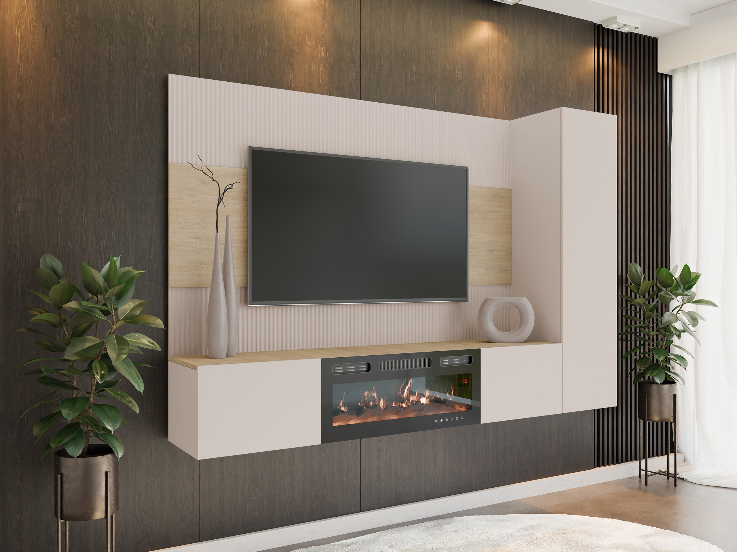 Parete attrezzata Comfivo Salix IX (Beige + Rovere cremona)
