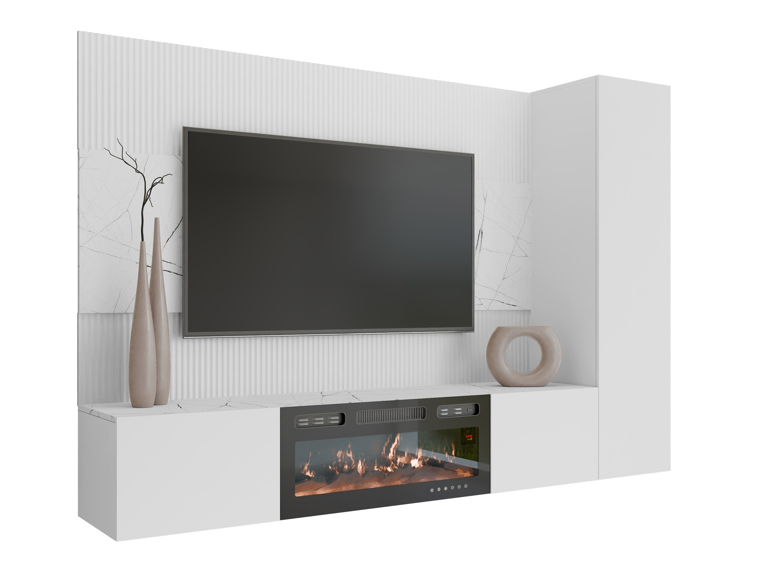 Parete attrezzata Comfivo Salix IX (Bianco + Marmo bianco)