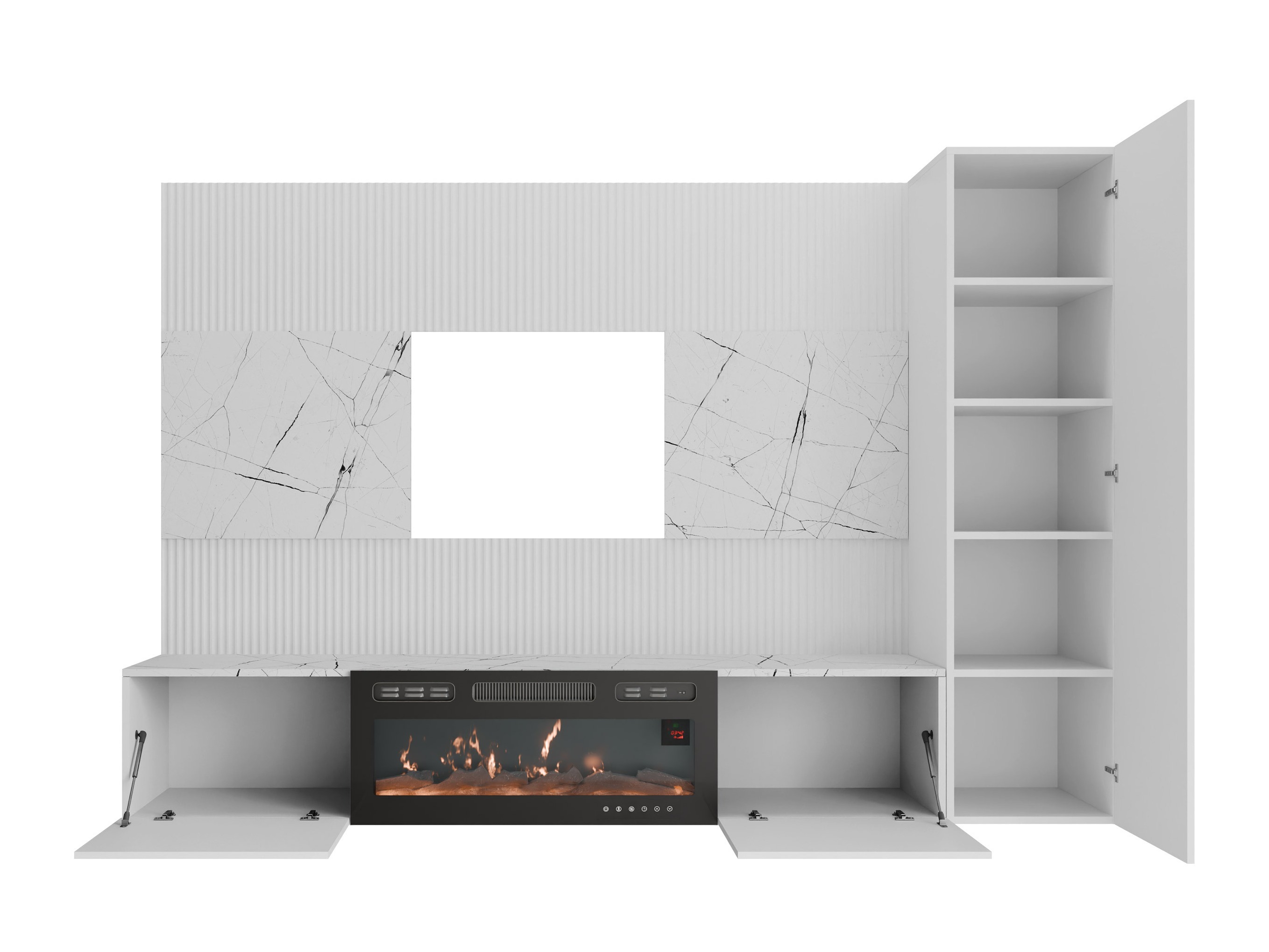 Parete attrezzata Comfivo Salix IX (Bianco + Marmo bianco)