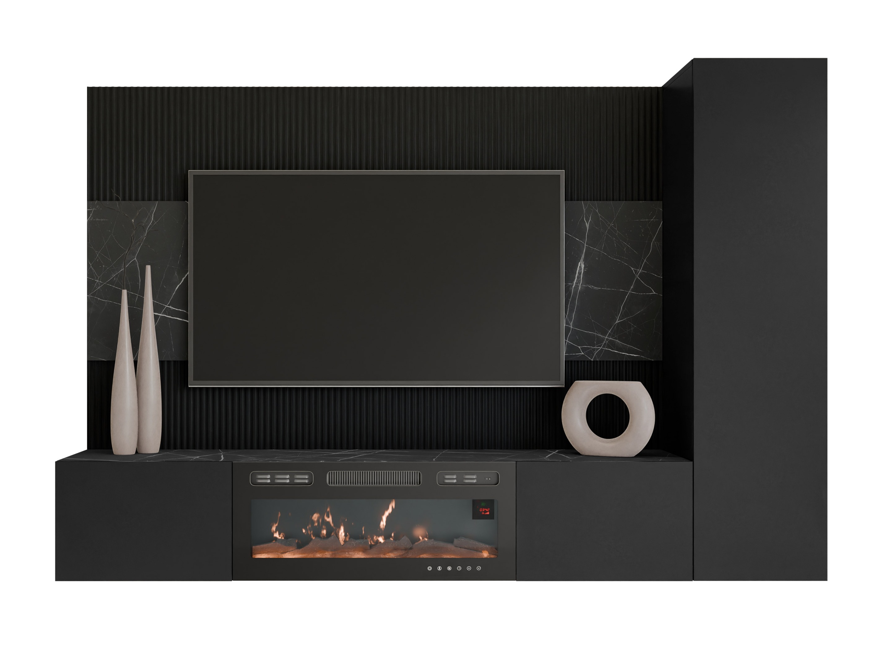 Parete attrezzata Comfivo Salix IX (Nero + Marmo nero)