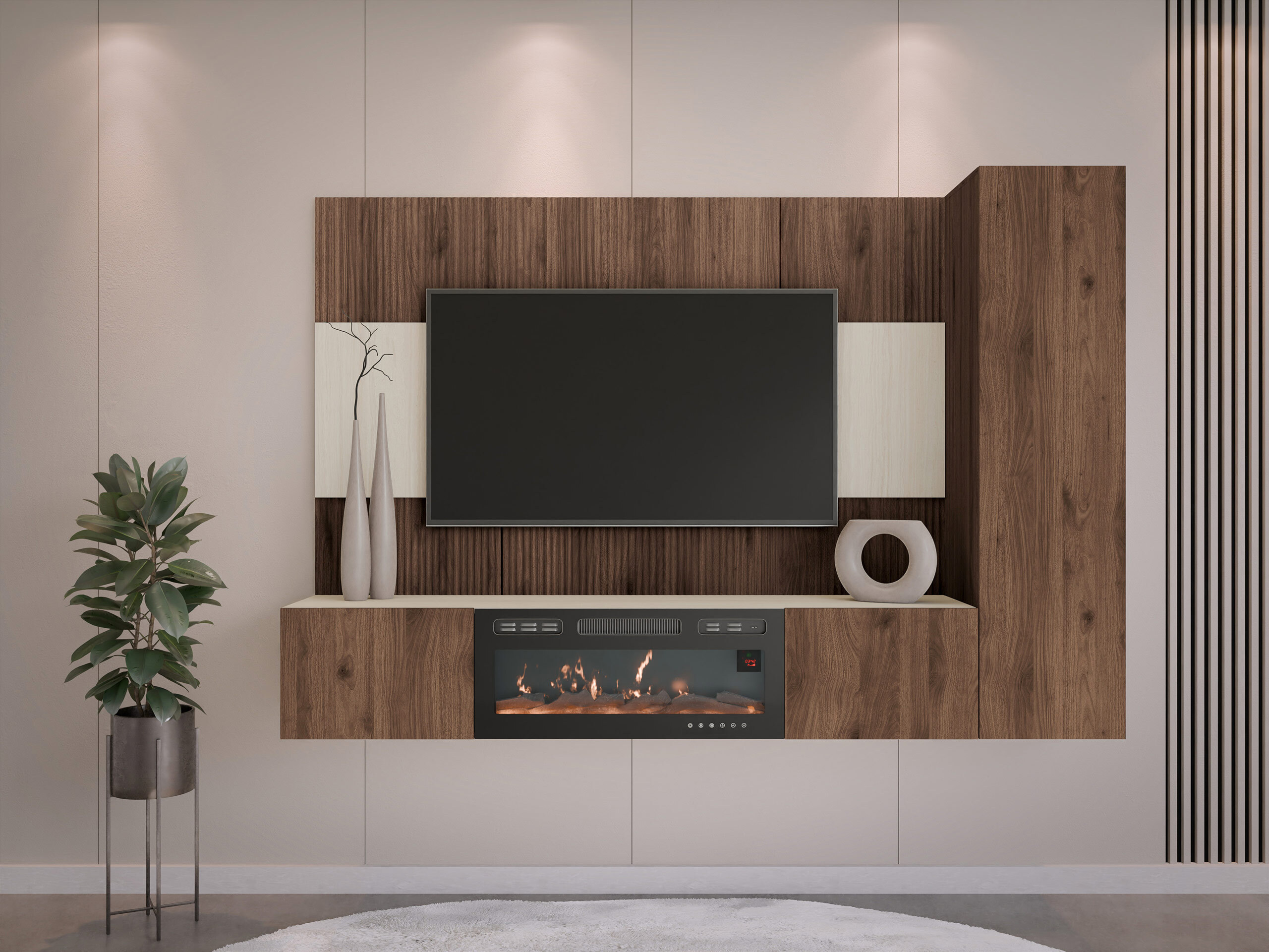 Parete attrezzata Comfivo Salix IX (Noce + Chiara Travertine)