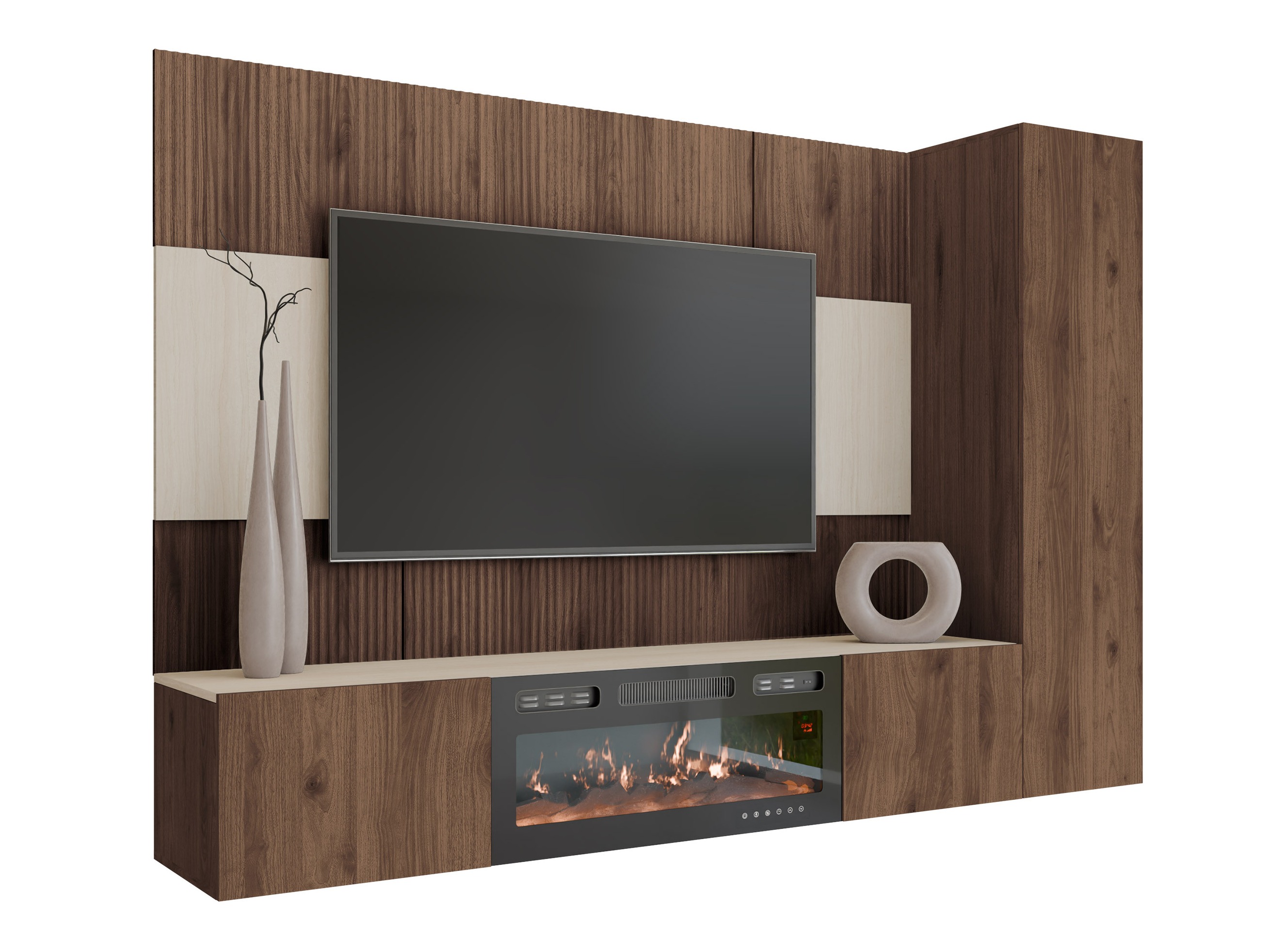 Parete attrezzata Comfivo Salix IX (Noce + Chiara Travertine)