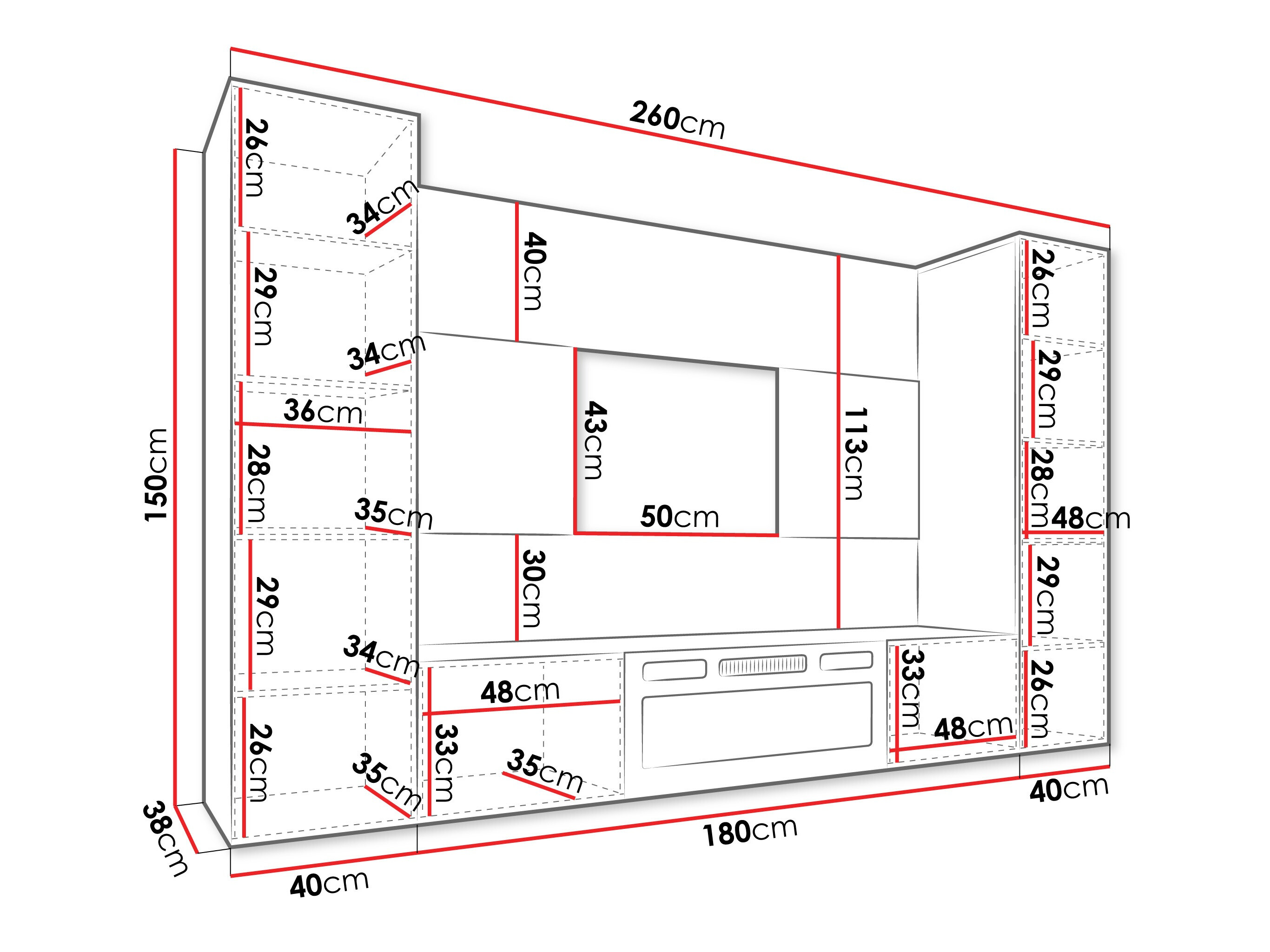 Parete attrezzata Comfivo Salix VIII (Beige + Rovere cremona)