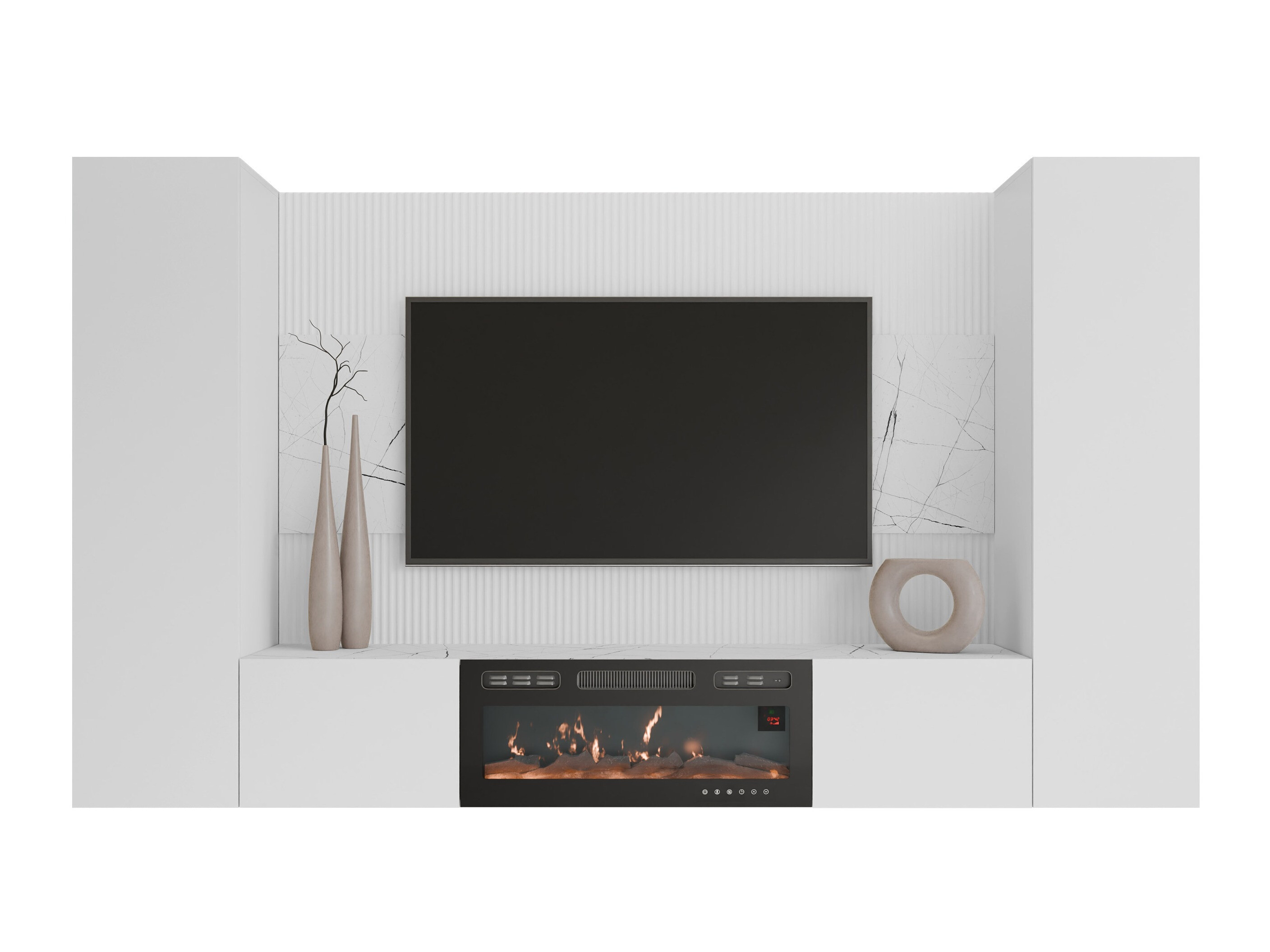 Parete attrezzata Comfivo Salix VIII (Bianco + Marmo bianco)