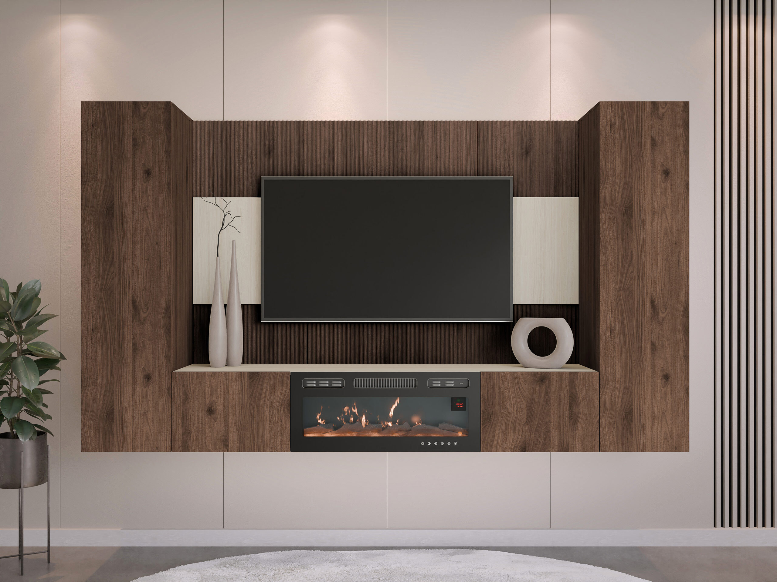 Parete attrezzata Comfivo Salix VIII (Noce + Chiara Travertine)