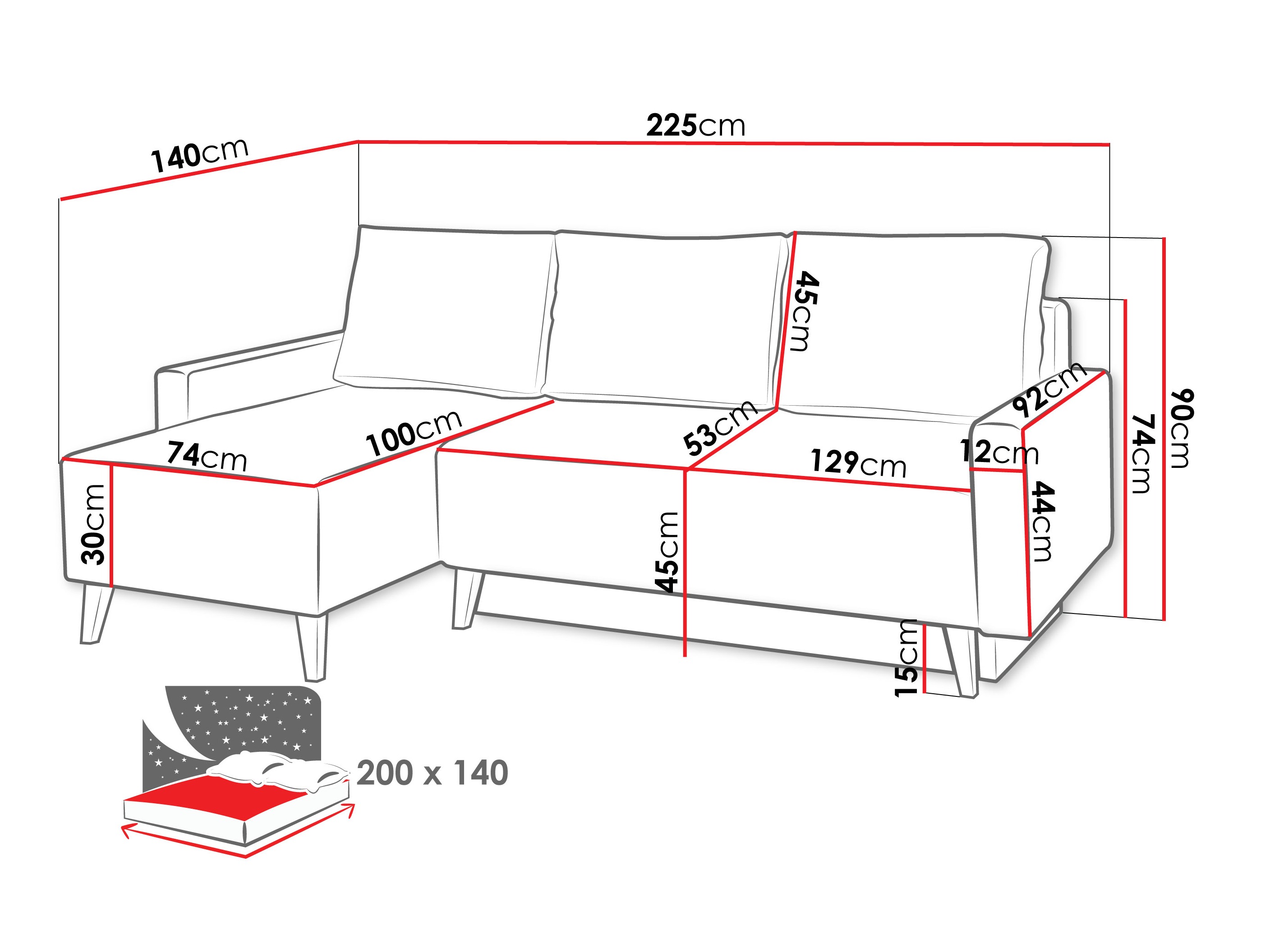 Divano angolare Delbene 130 (Verita 53 + Rovere scuro sanremo)