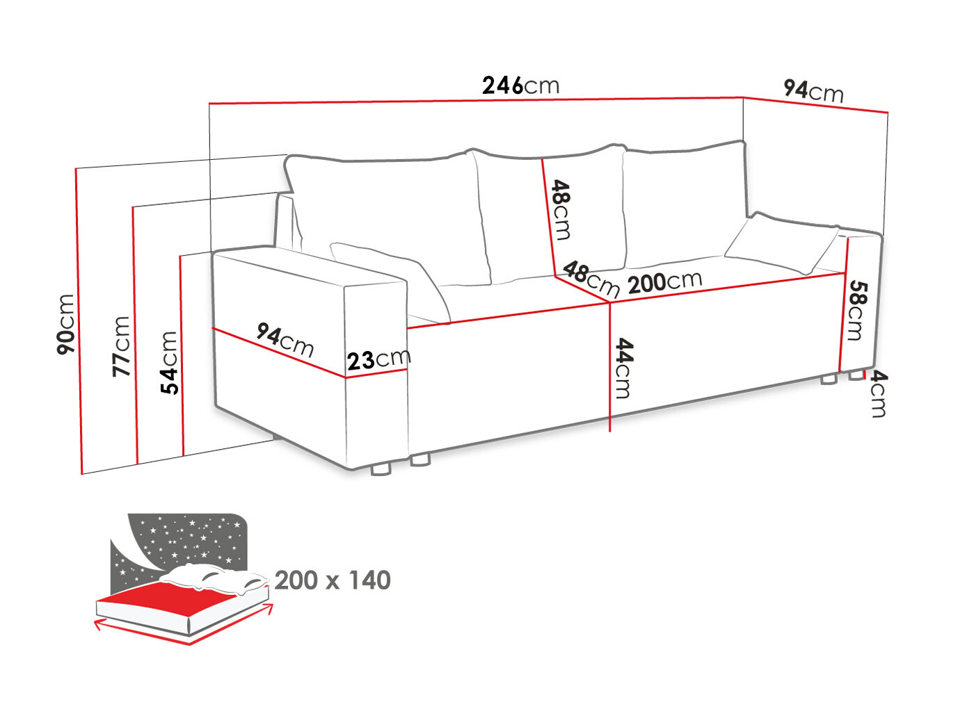Divano letto Clovis 104 (Poso 100)