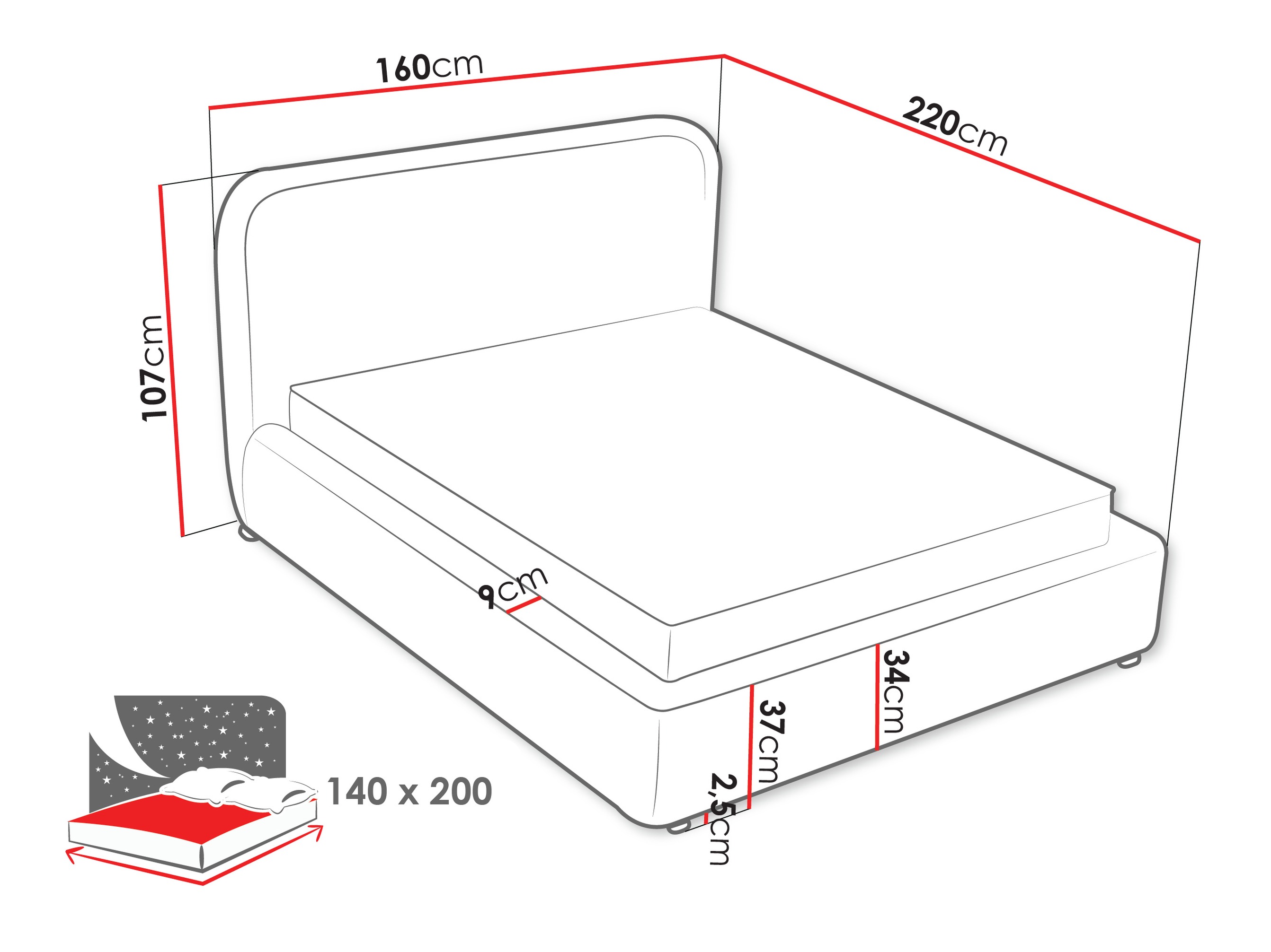 Letto continentale Portage 113 (Adventure 94)