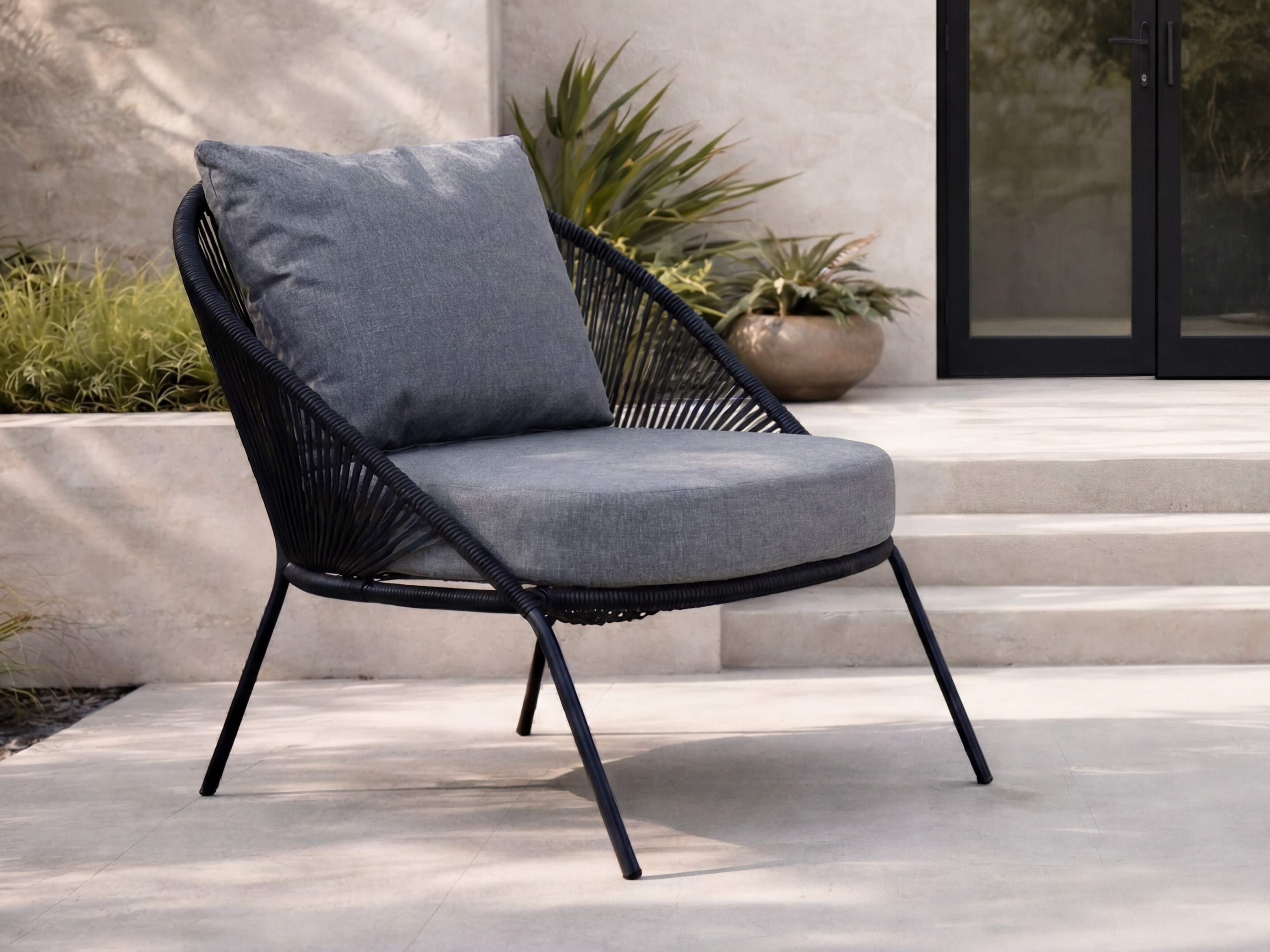 Poltrona da esterno Dallas 1079 (Nero + Grigio)