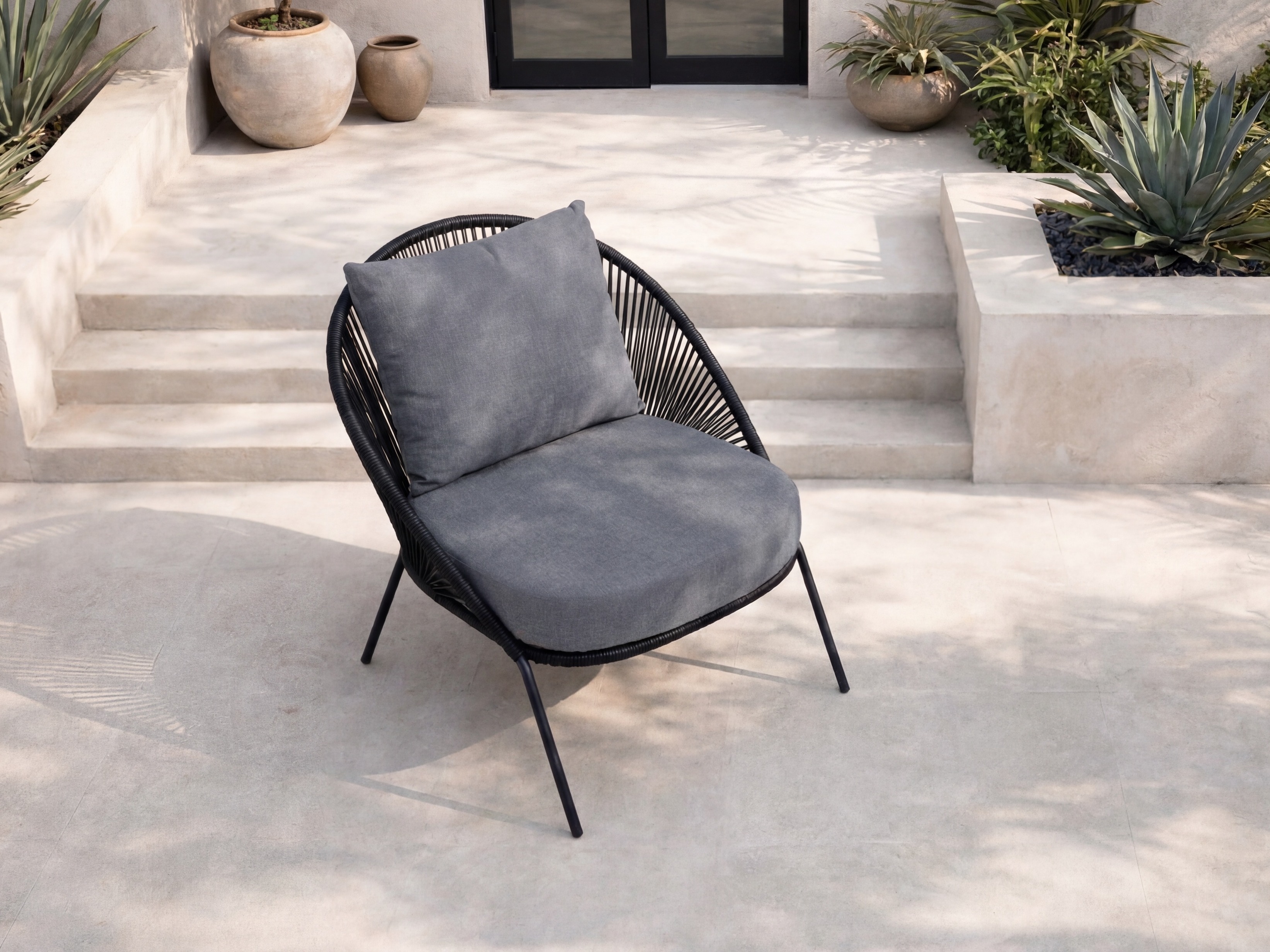 Poltrona da esterno Dallas 1079 (Nero + Grigio)