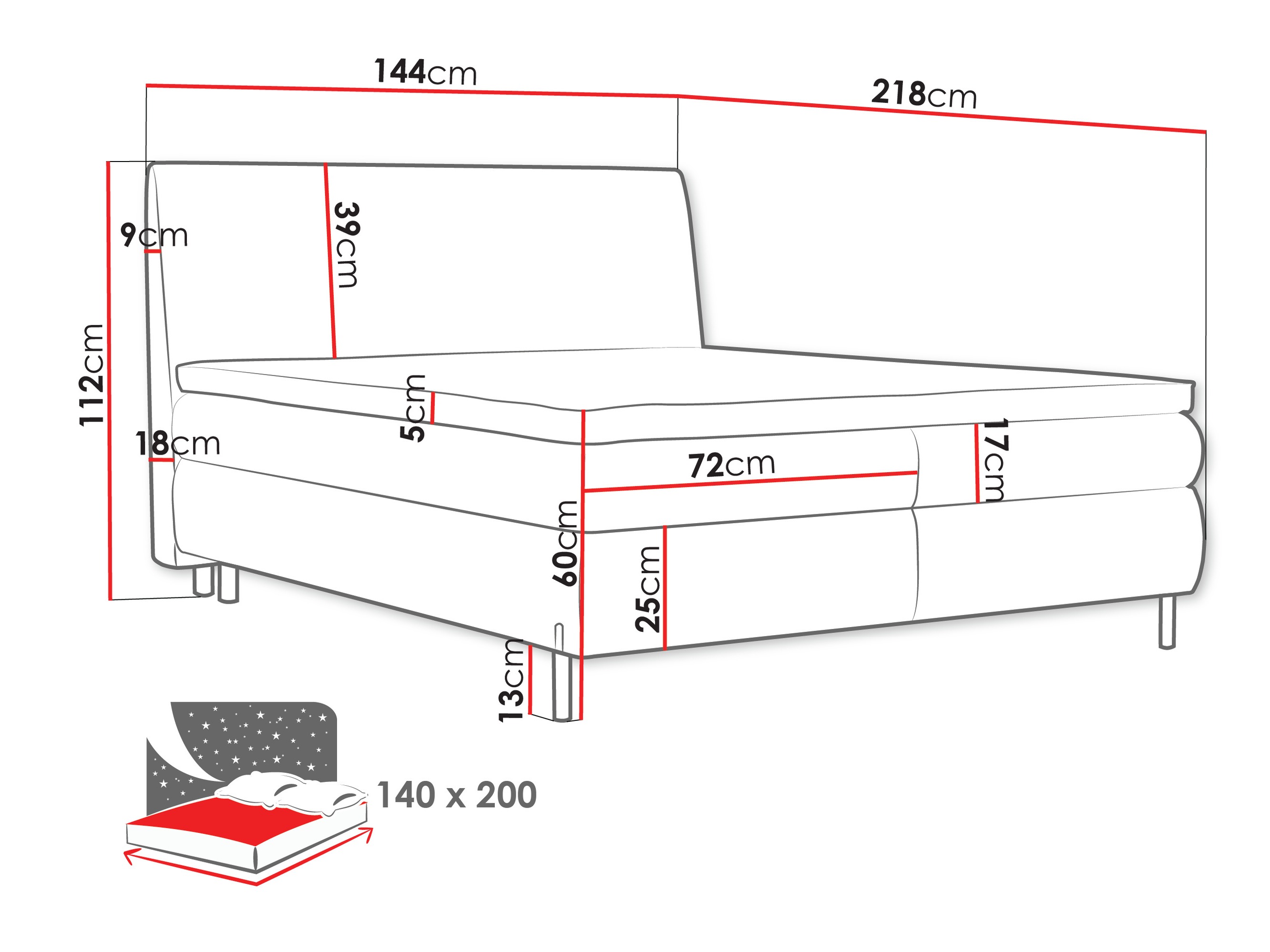 Letto continentale Portage 113 (Adventure 01)