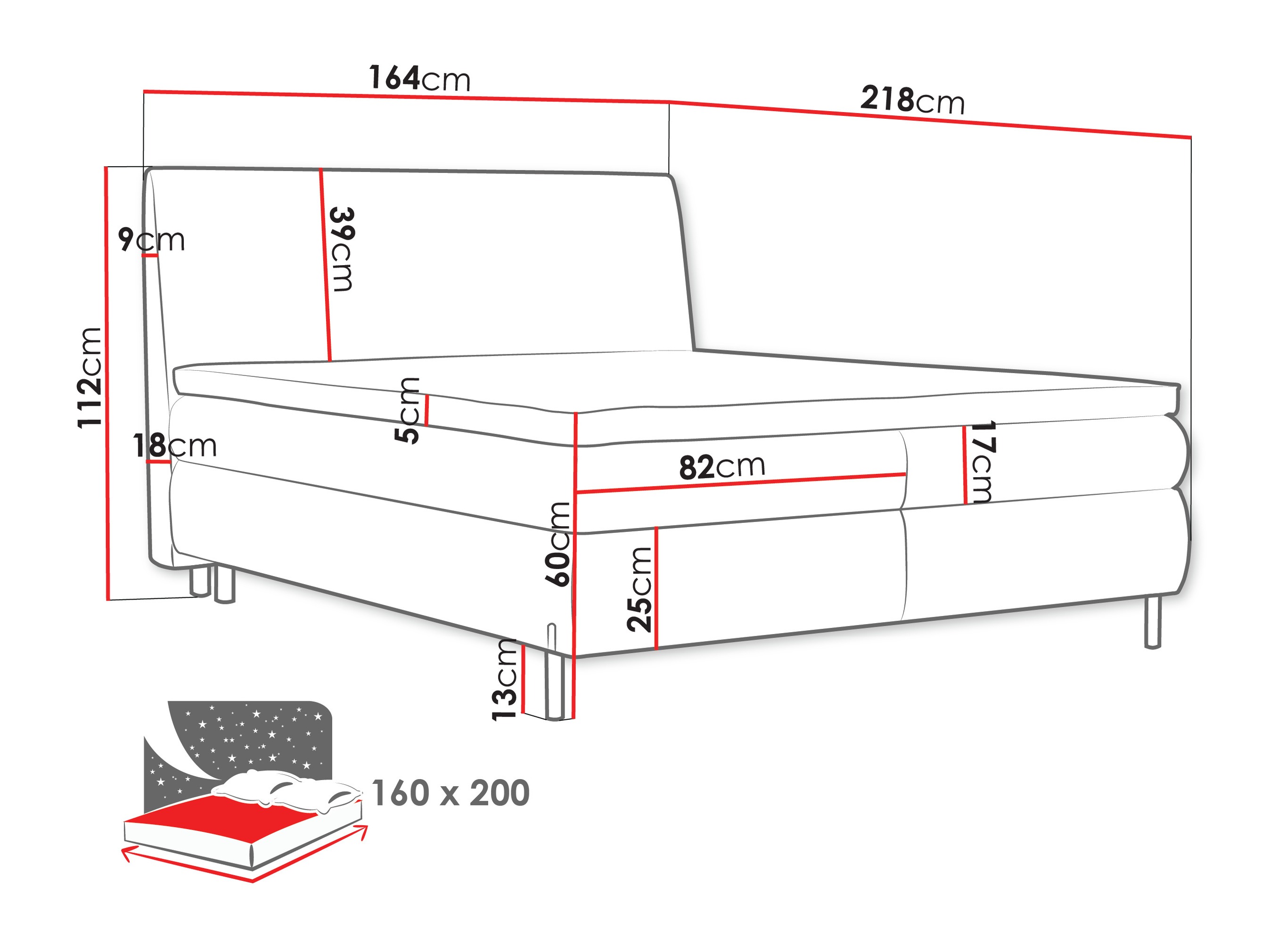 Letto continentale Portage 113 (Adventure 80)