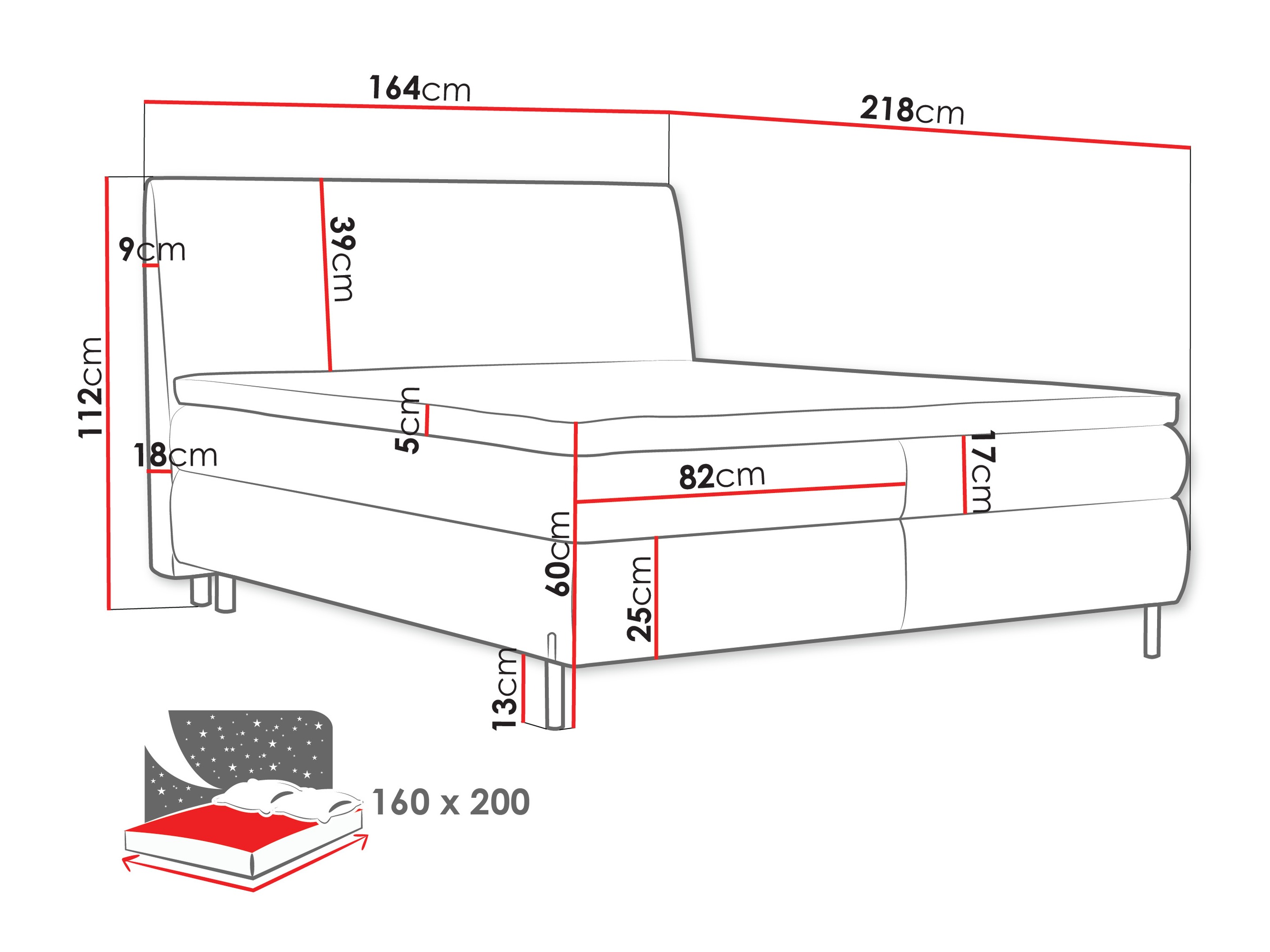 Letto continentale Portage 113 (Adventure 90)