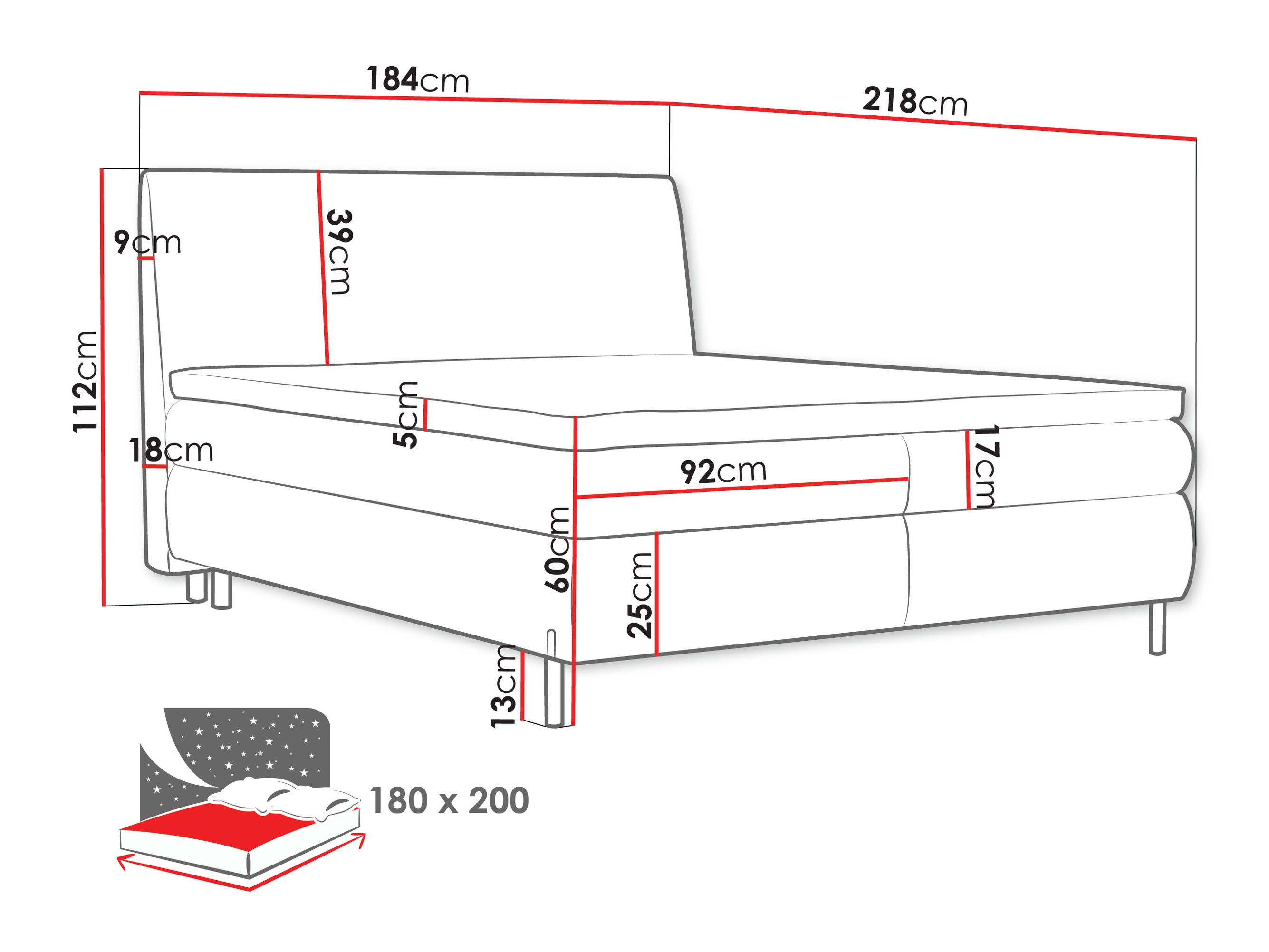 Letto continentale Portage 113 (Adventure 90)