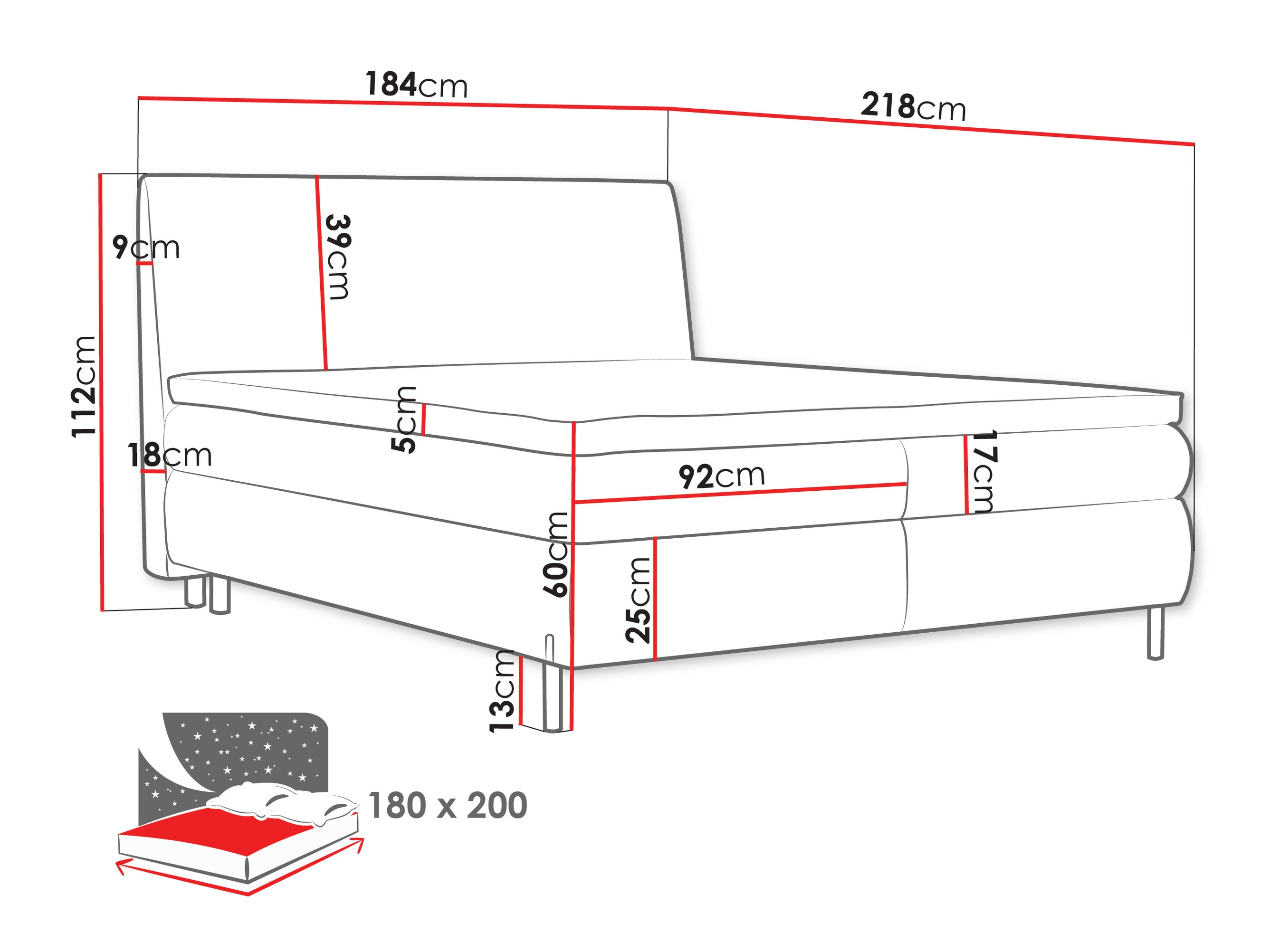 Letto continentale Portage 113 (Adventure 94)
