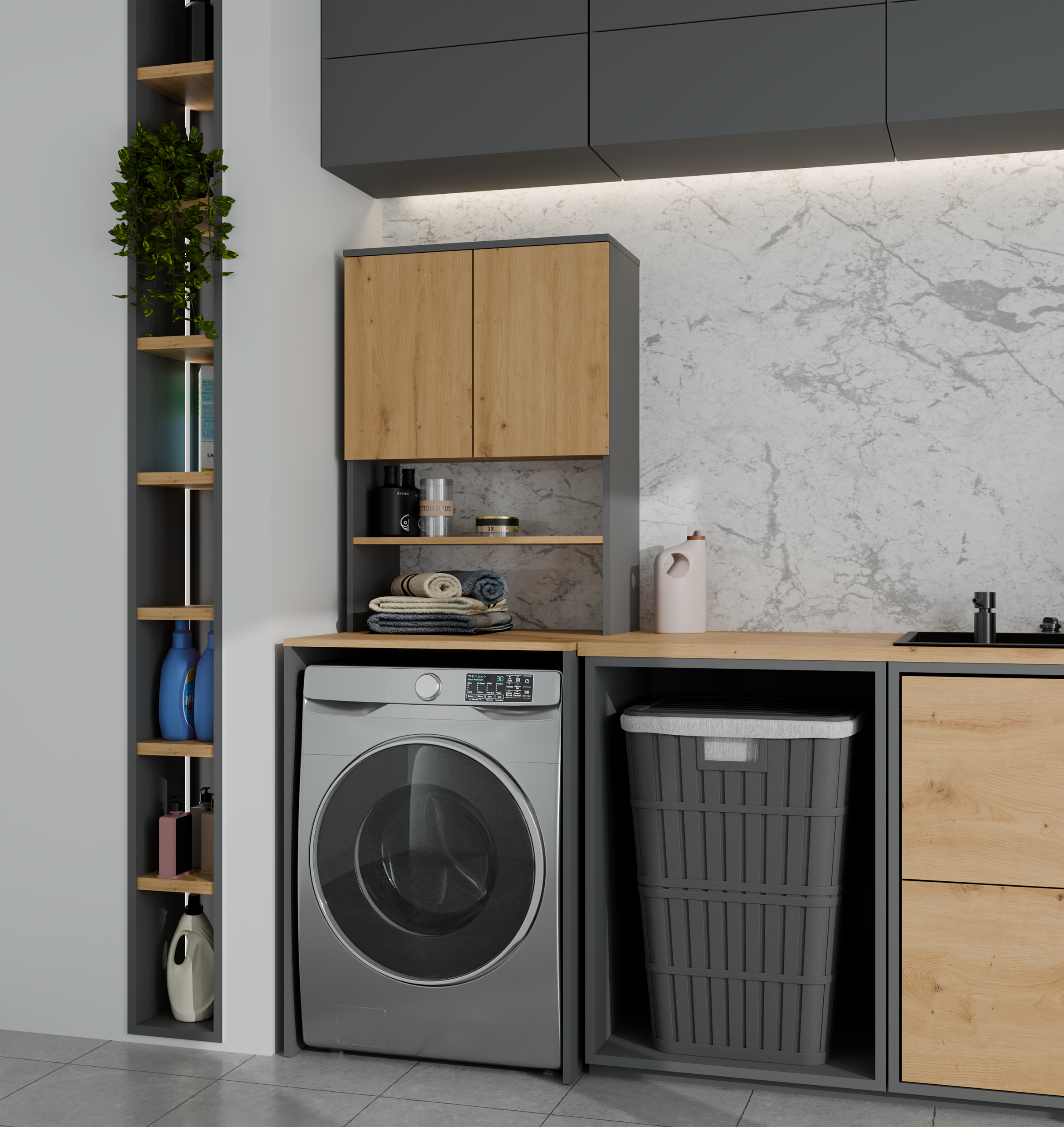 Mensola del bagno Balelbo 112 (Antracite + Rovere Artisan)