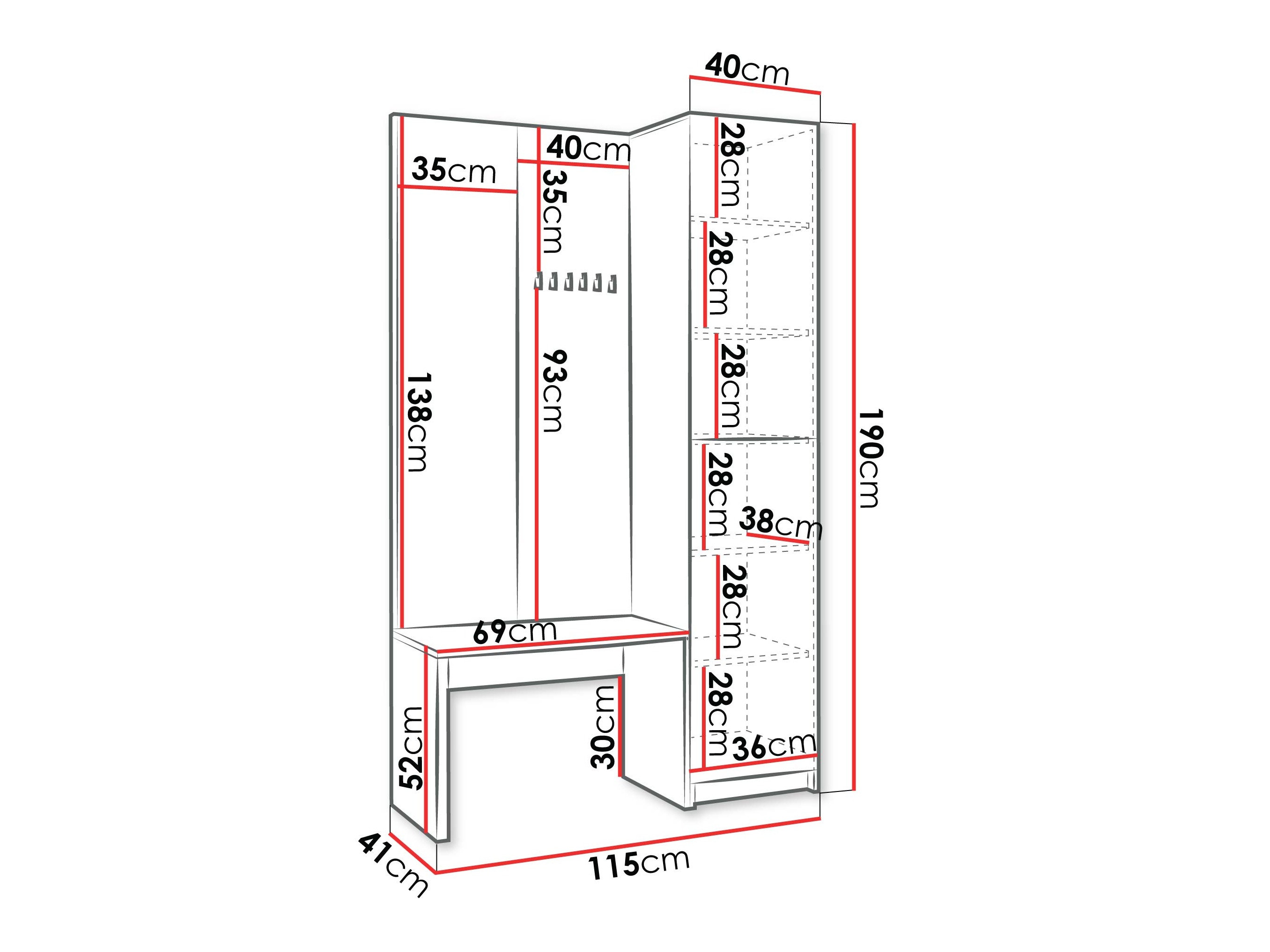 Set arredo da corridoio Comfivo Nomas (Beige + Nero)