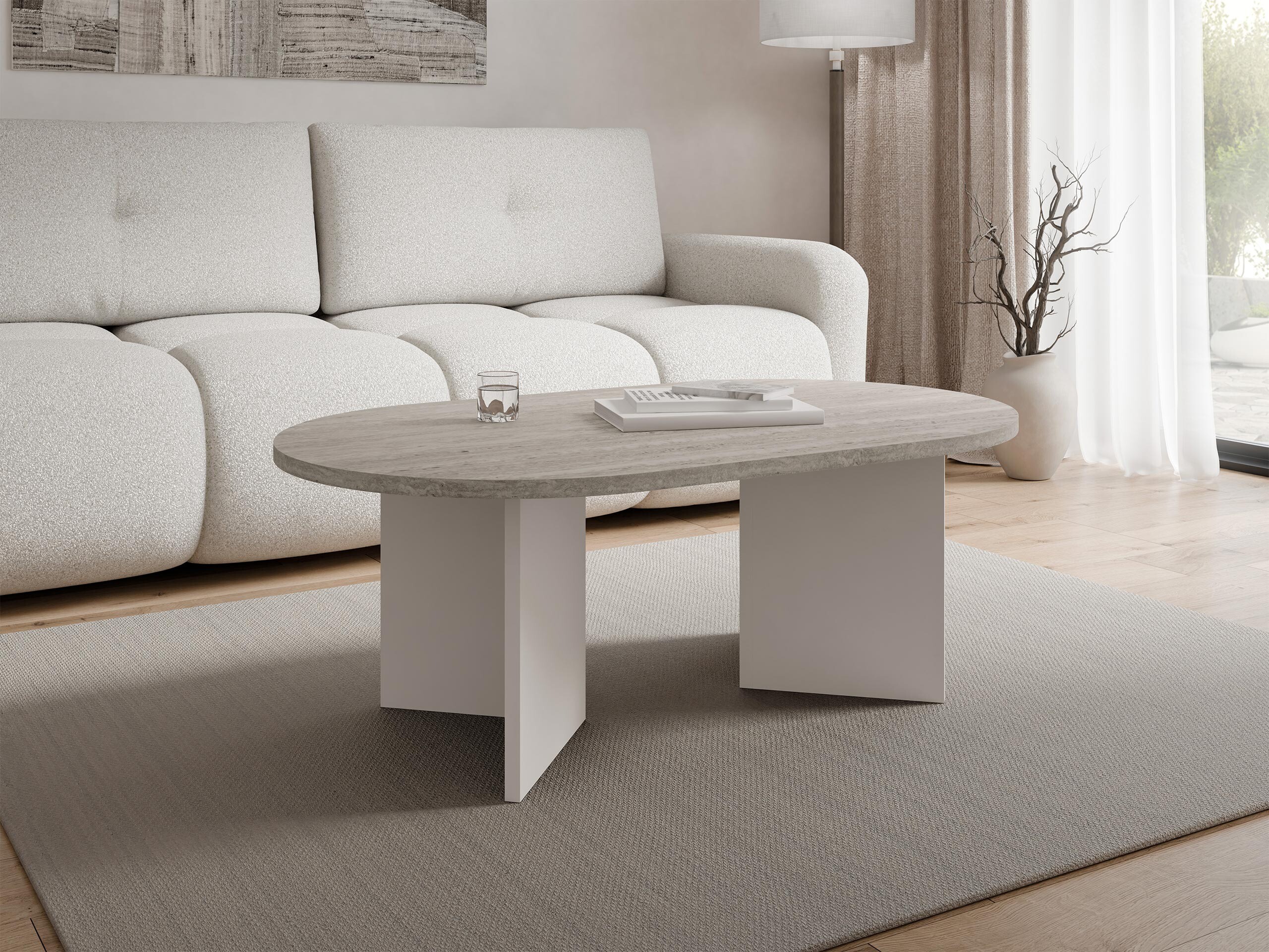 Tavolino da caffè Comfivo Fungus (Chiara Travertine + Beige)