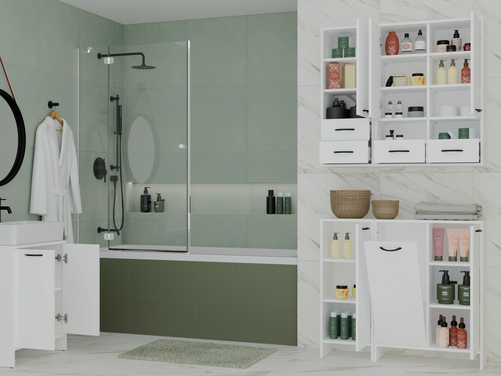 Mobiletto del bagno Servou 110 (Bianco)