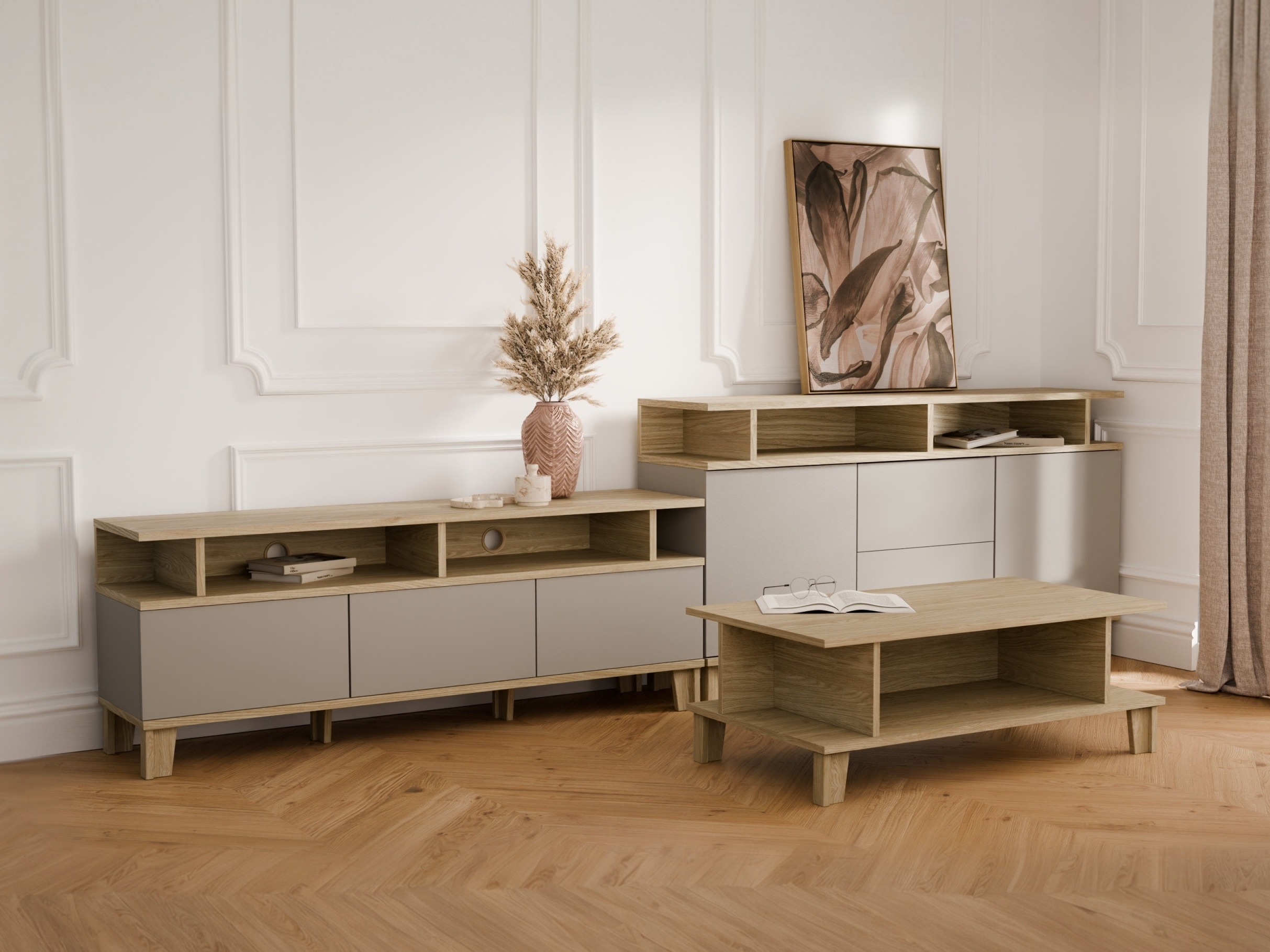 Parete attrezzata Evarveru 108 (Grigio)