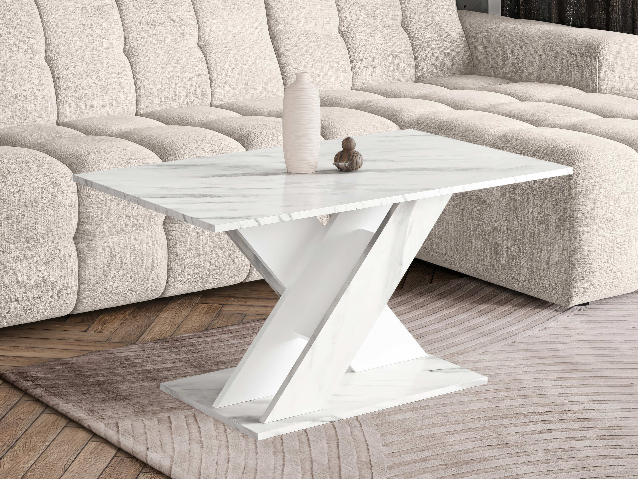 Tavolino da caffè Goodyear 140 (Marmo bianco + Bianco)